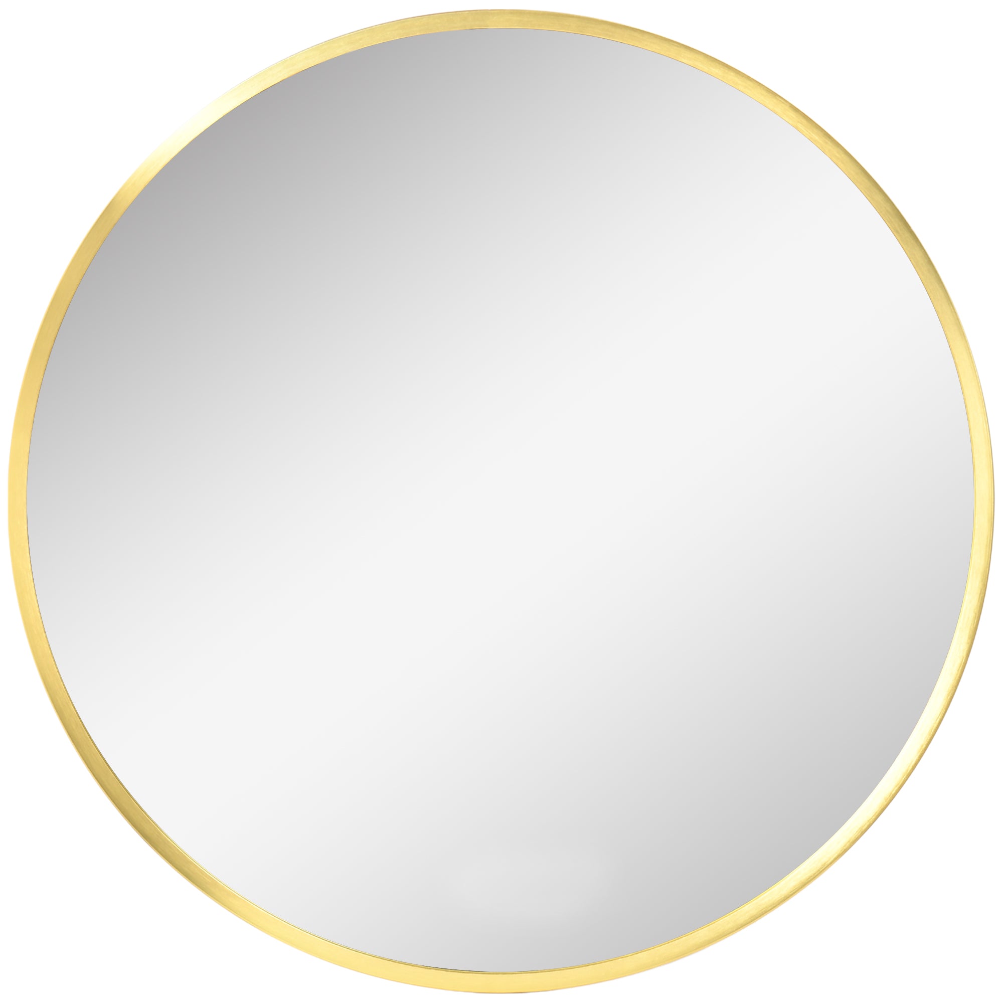 kleankin Runder Wandspiegel für Bad, Schlafzimmer, Flur, Metallrahmen, Farbe: Gold, Ø50 cm