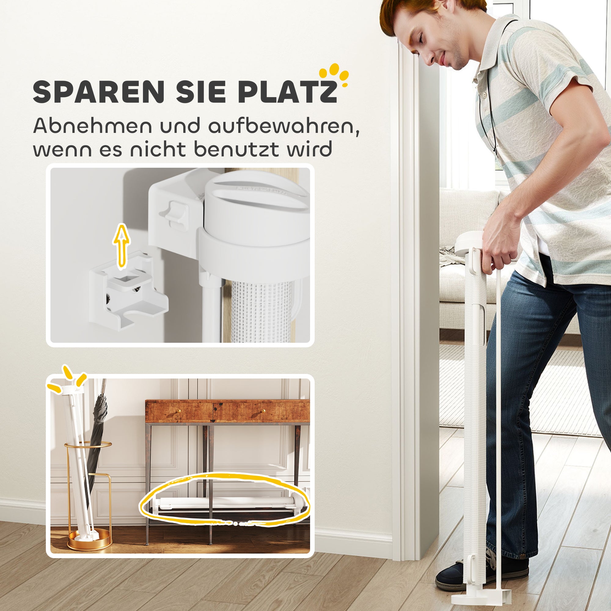 PawHut Treppenschutzgitter Ausziehbar 0-136cm 87 cm Hoch Türschutzgitter für Haustiere 142 x 10 x 87 cm Weiß