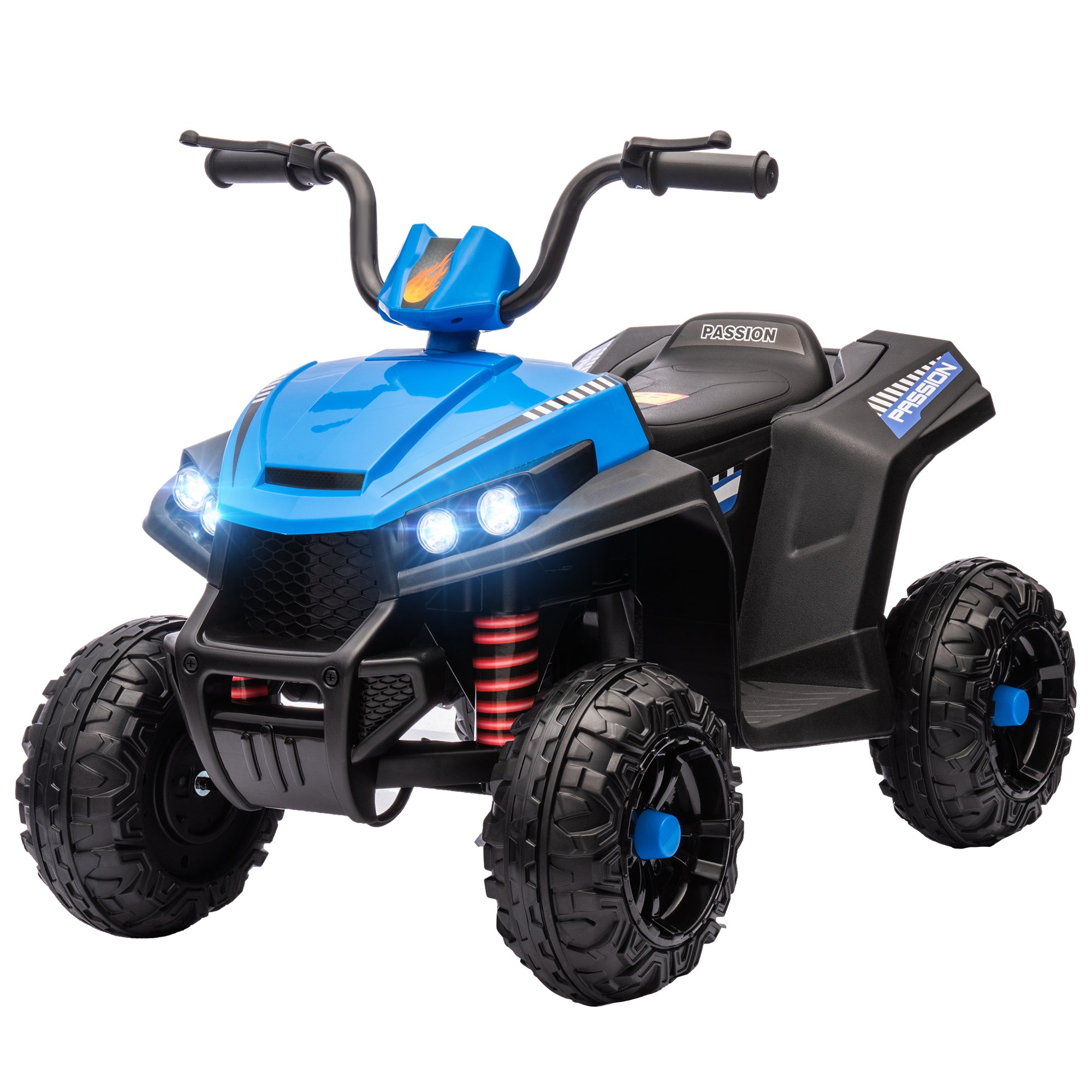 AIYAPLAY Elektro-Kinderquad, Licht & Musik, Federung, 5 km/h, 50 Min. Fahrzeit, für 3-5 Jahre, Blau