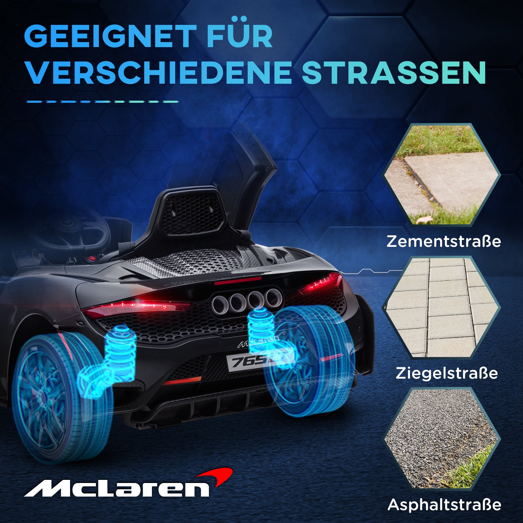 AIYAPLAY Kinder-Elektroauto mit Flügeltüren, fernsteuerbar, mit sanftem Antrieb und LED-Lichtern, Schwarz