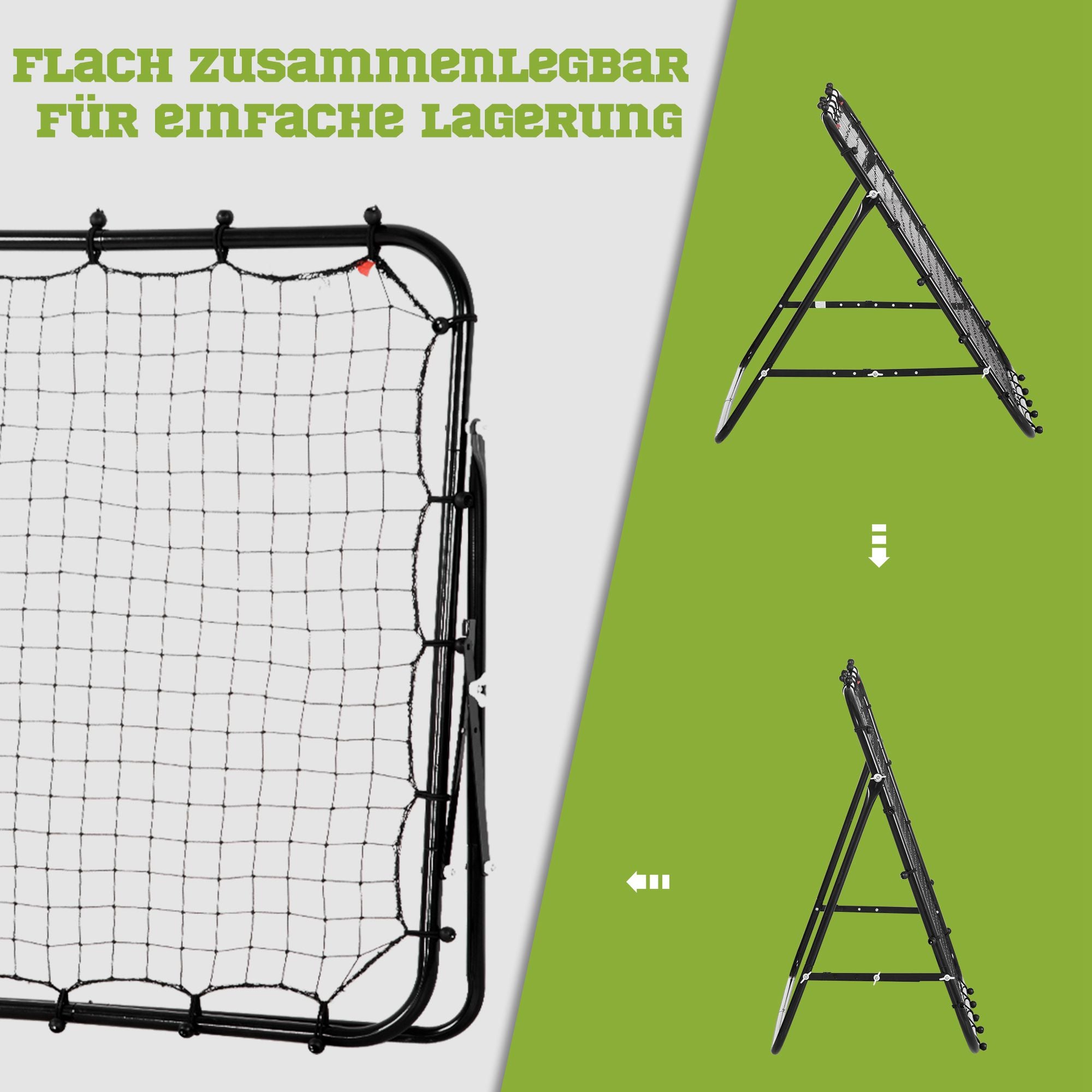 HOMCOM Rebounder für Fußball, Prellwand Rebound Netz, Metallrohr mit PE-Gewebe, Kickback Rückprallwand für Baseball Basketball, Fußballtor für Jugendliche Training 96x80x96cm, Schwarz