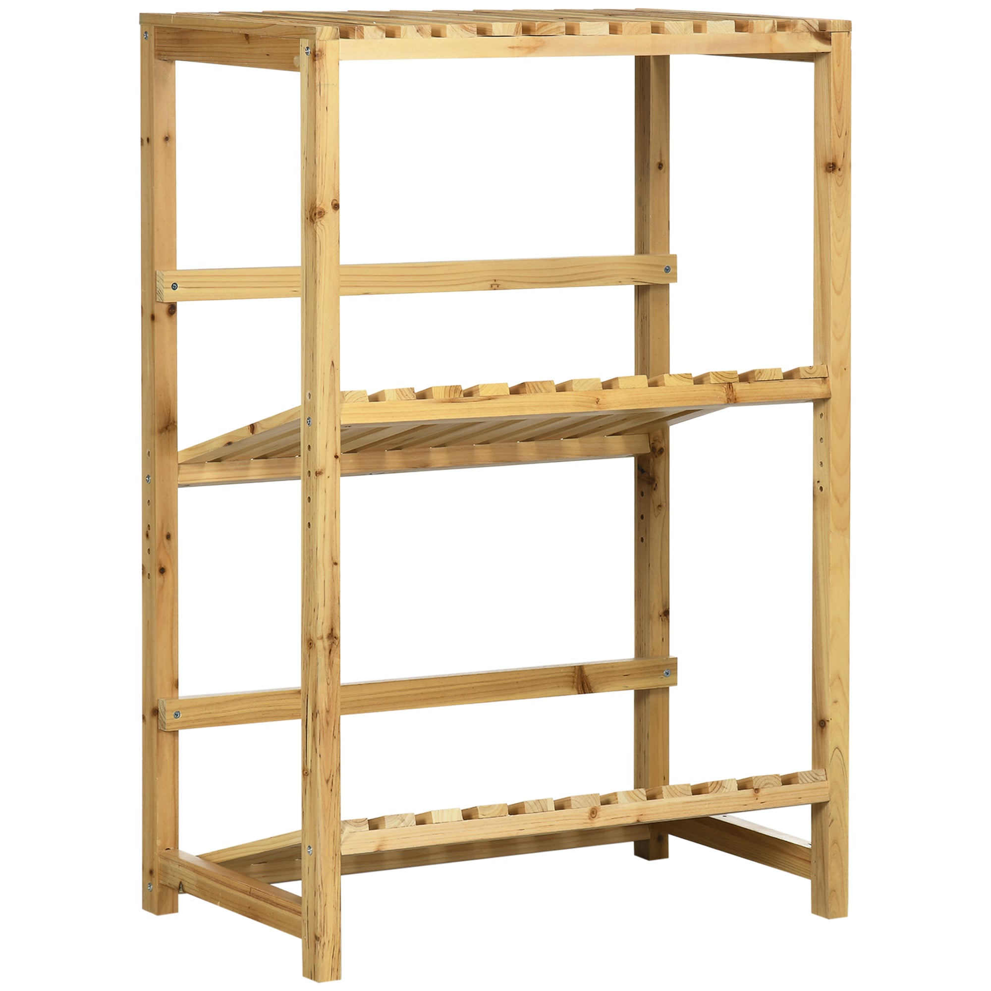 Outsunny Regal für Getränkekisten Kistenständer bis 4 Kisten Naturholz 2 Etagen 74 x 45 x 111 cm