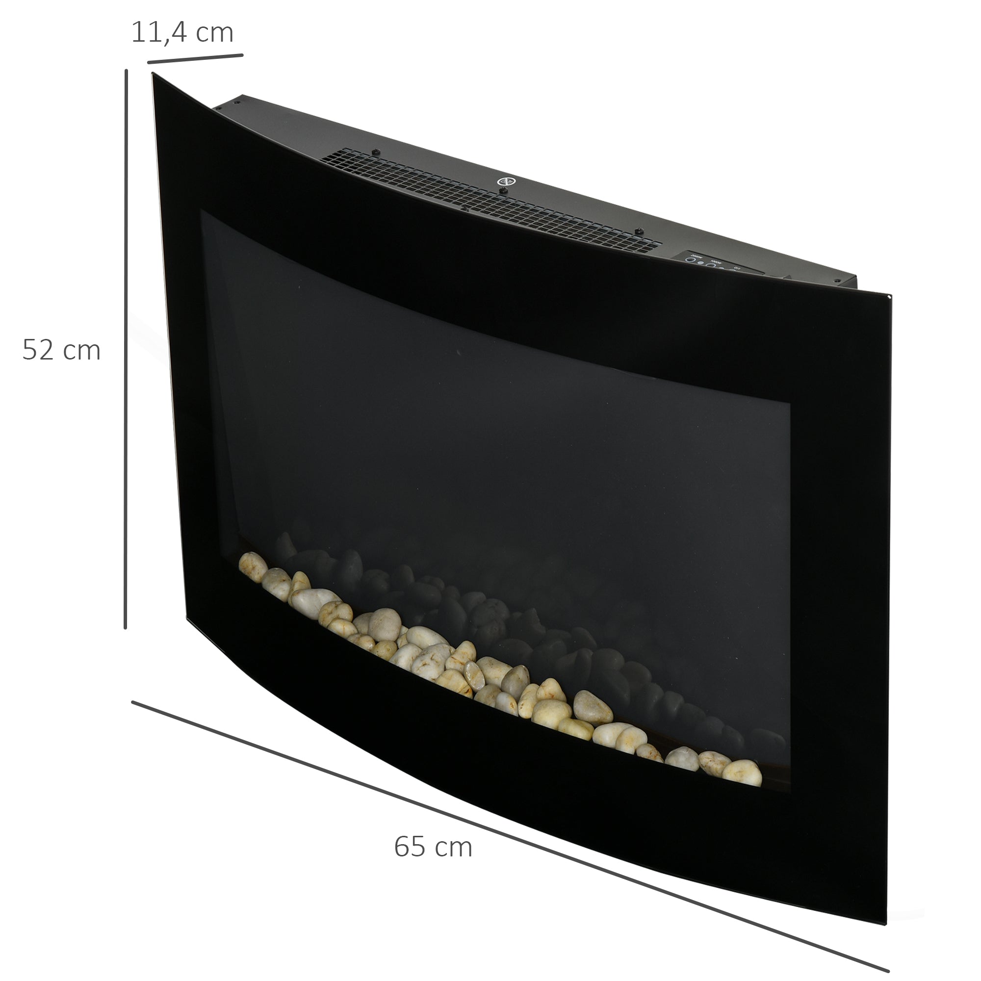 HOMCOM Elektrokamin mit Heizung, elektrischer Kamin mit 3D Flammeneffekt, 7 Flammenfarben, 900/1800 W, Wandkamin mit Timer, Dekokamin mit Fernbedienung, Schwarz, 65 cm