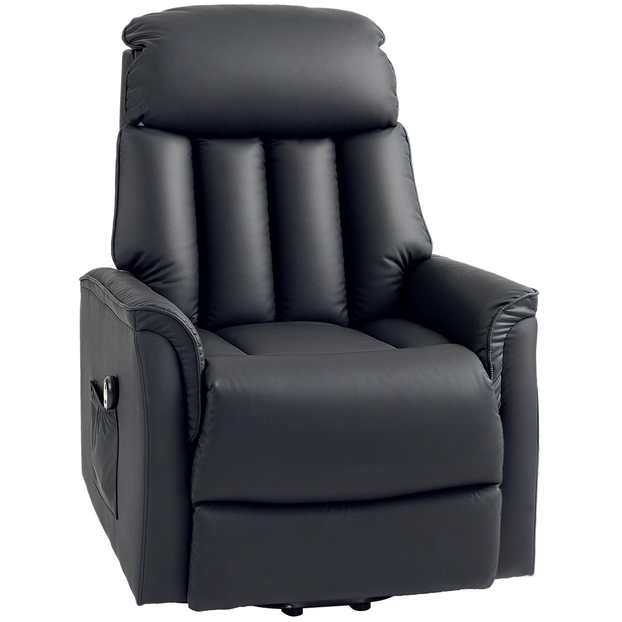HOMCOM Elektrischer Aufstehsessel, Fernsehsessel, Sessel mit Aufstehhilfe, Liegefunktion, Kunstleder, 80 x 94 x 104 cm, Schwarz