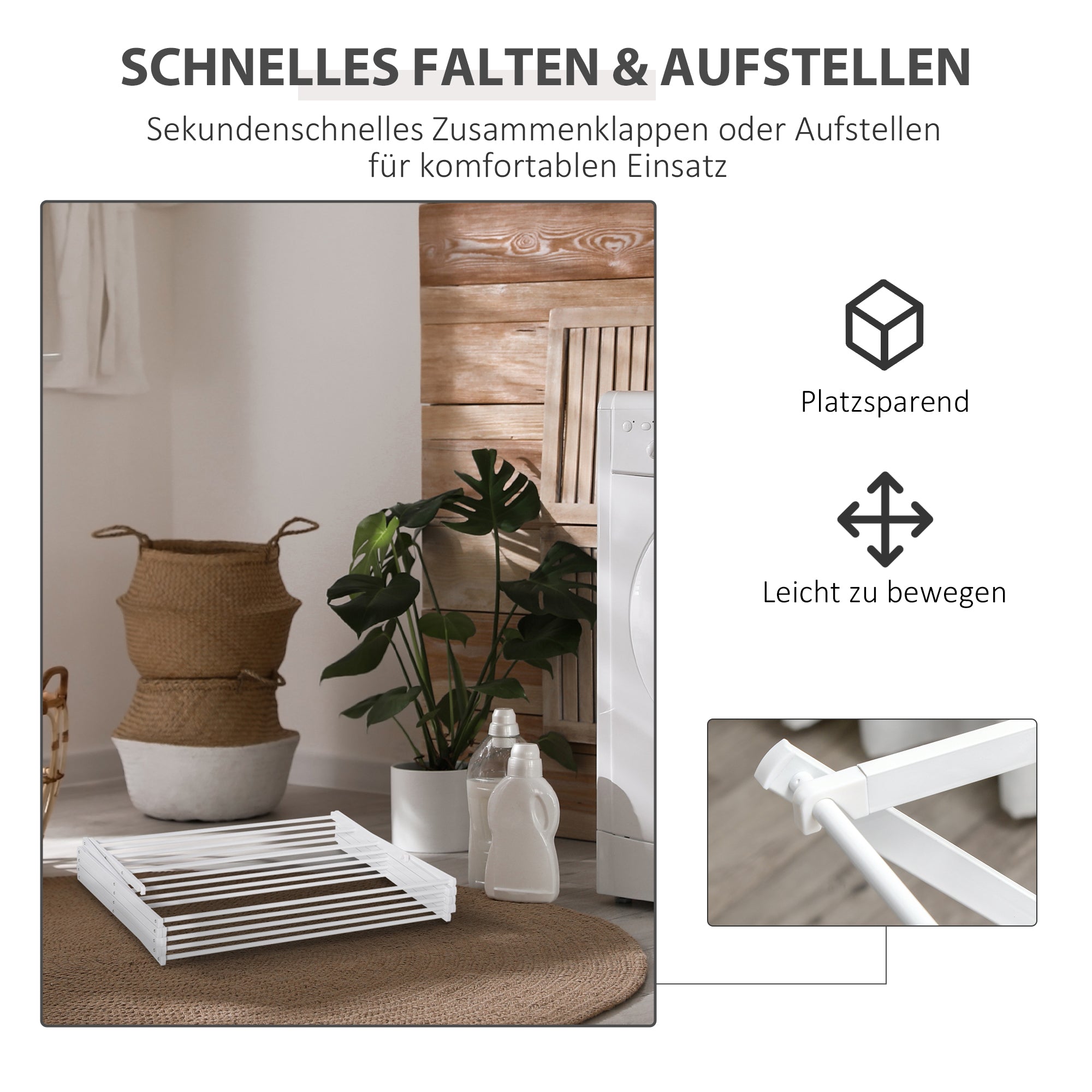 HOMCOM Wäscheständer faltbar 8-stufiger Trockengestell Turmtrockner Turmwäscheständer Trockenständer Metall Kunststoff Weiß 74 x 35 x 144 cm