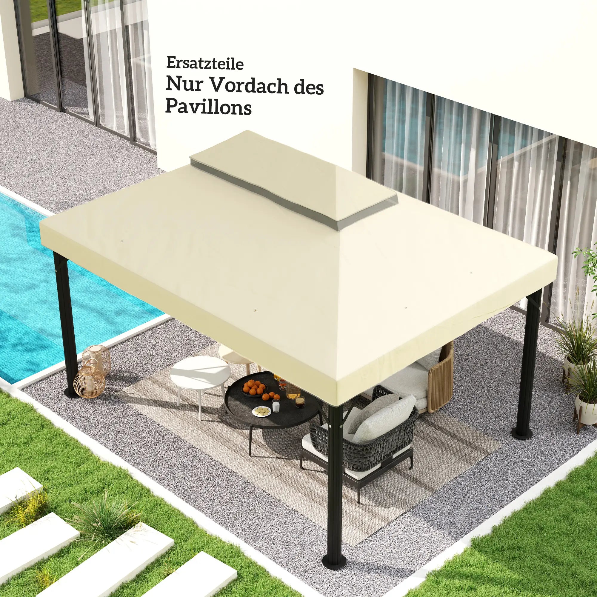 Ersatzdach 3x4 m für Pavillon, wasserdicht, UPF30+