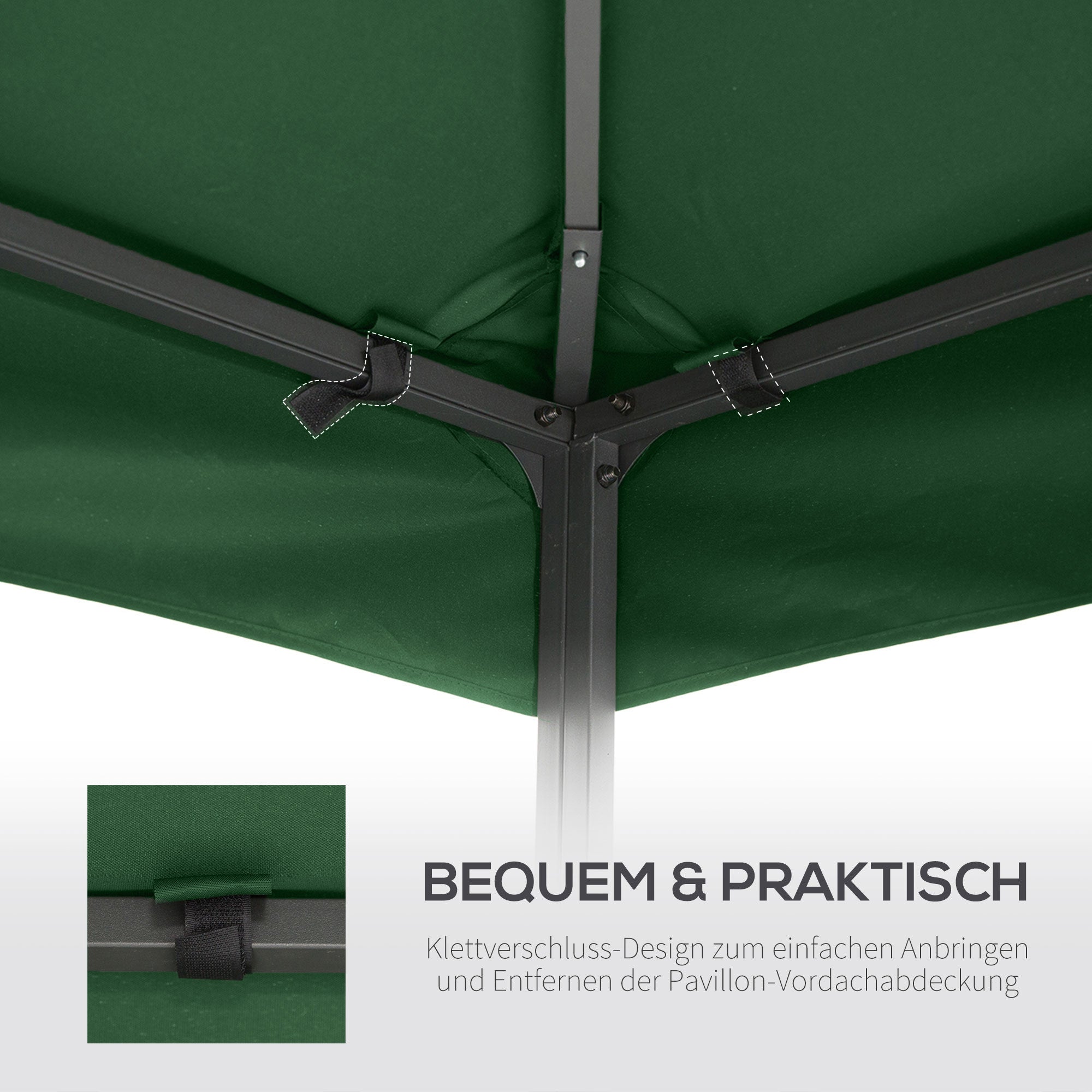 Outsunny Ersatzdach für Pavillon 3x3m wasserabweisend Pavillondach für Metallpavillon Pavillon Ersatzdach Gartenpavillon Partyzelt Gartenzelt Polyester Dunkelgrün