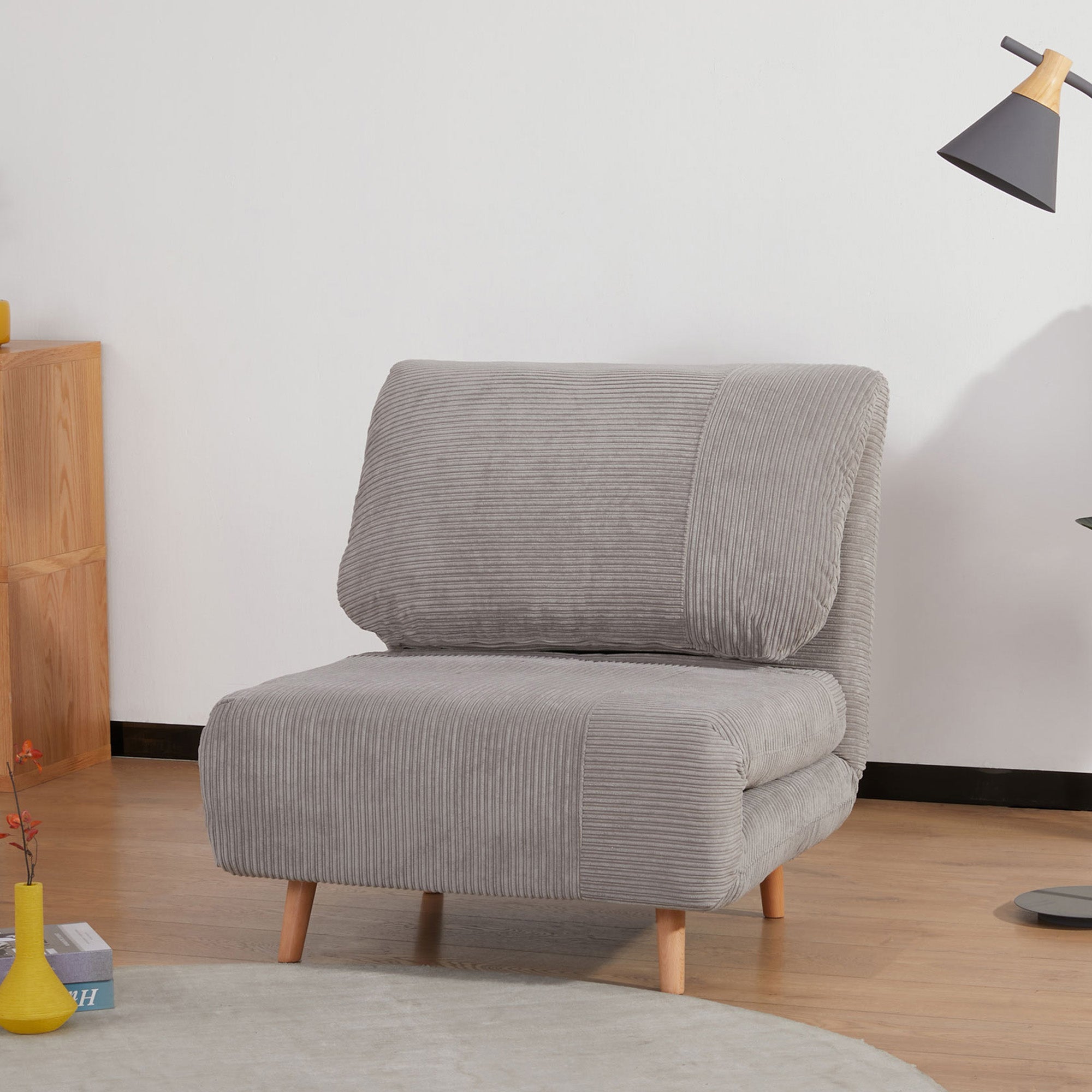 HOMCOM Schlafsessel Schlafsofa 2-in-1 verstellbare Rückenlehne Hellgrau