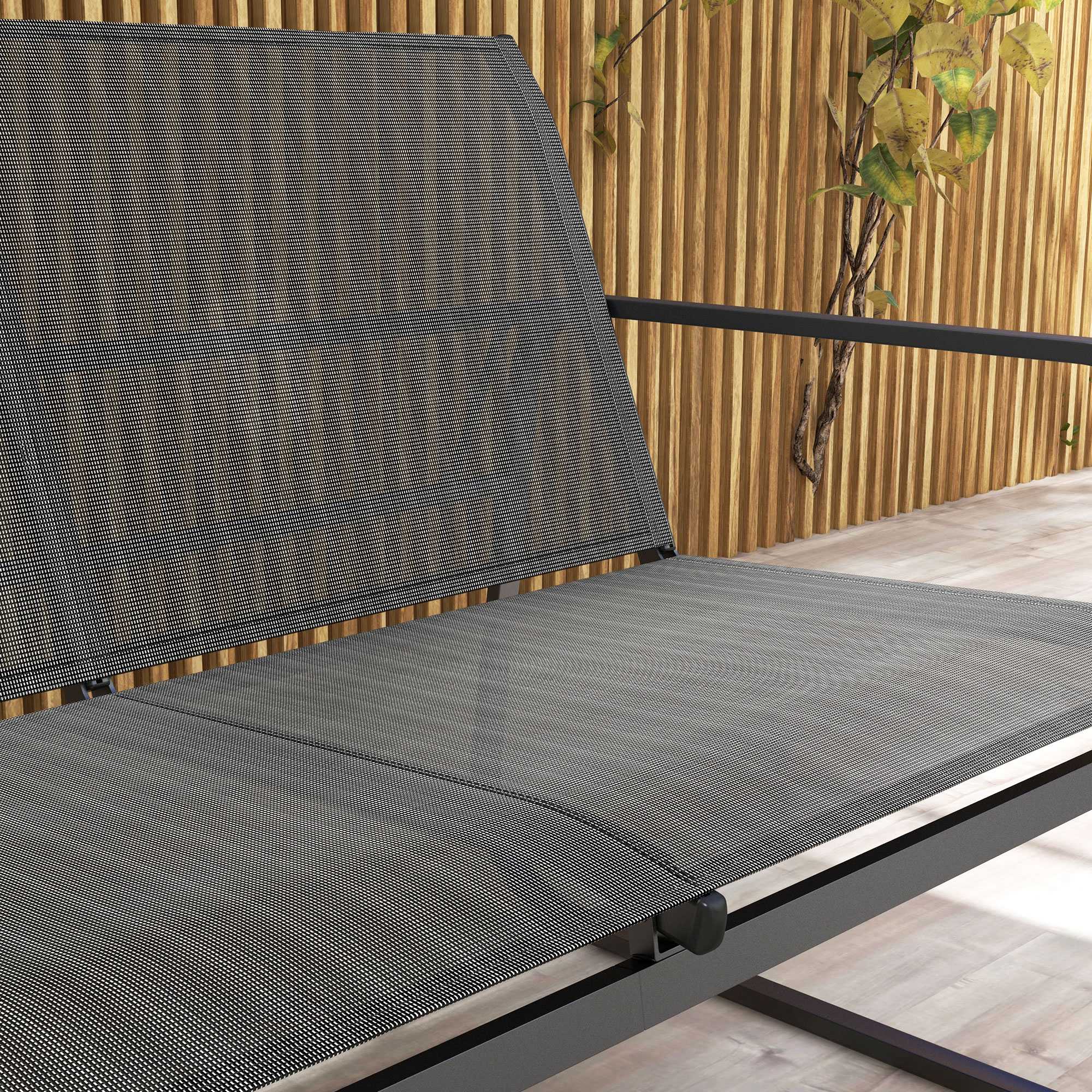 Outsunny 4-teilige Gartengarnitur, 2 Sessel, 2-Sitzer-Sofa, Tisch mit Glasplatte, atmungsaktiver Stoff, Metallrahmen, Schwarz