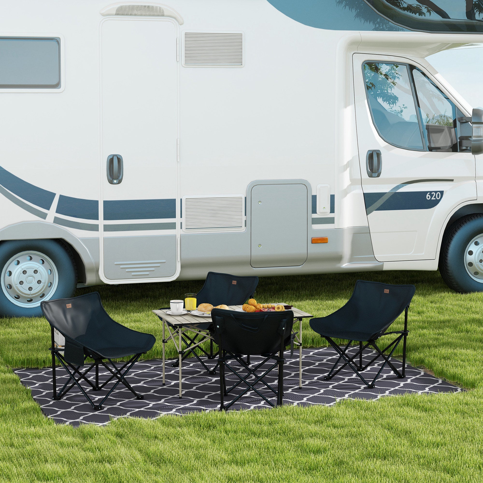 Outsunny Campingtisch Klapptisch mit Aufrollbare Tischplatte Gartentisch aus Aluminium 2 Personen 95 x 55cm Khaki
