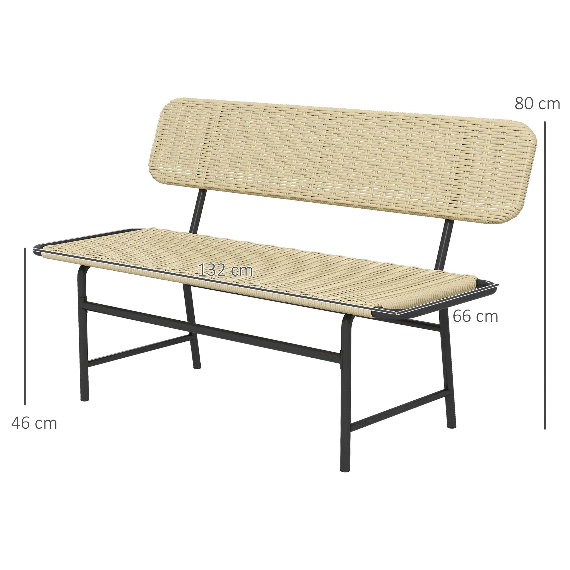 Outsunny 2-Sitzer Polyrattan Gartenbank Khaki