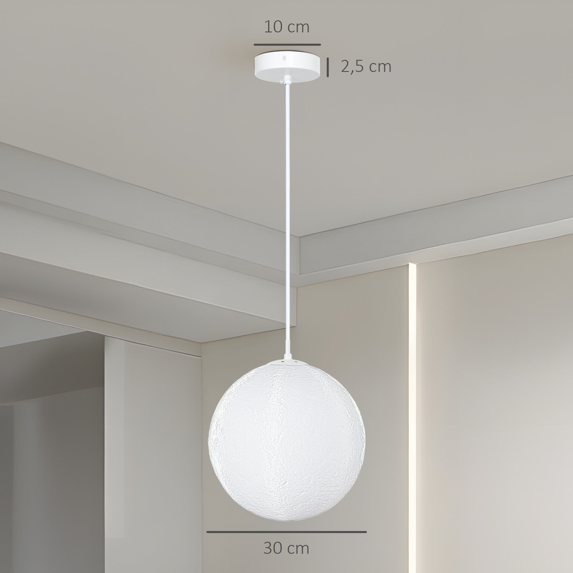 HOMCOM Mondlampe, 3D-Druck, App-Steuerung, Musik-kompatibel, verschiedene Licht-Modi, Weiß