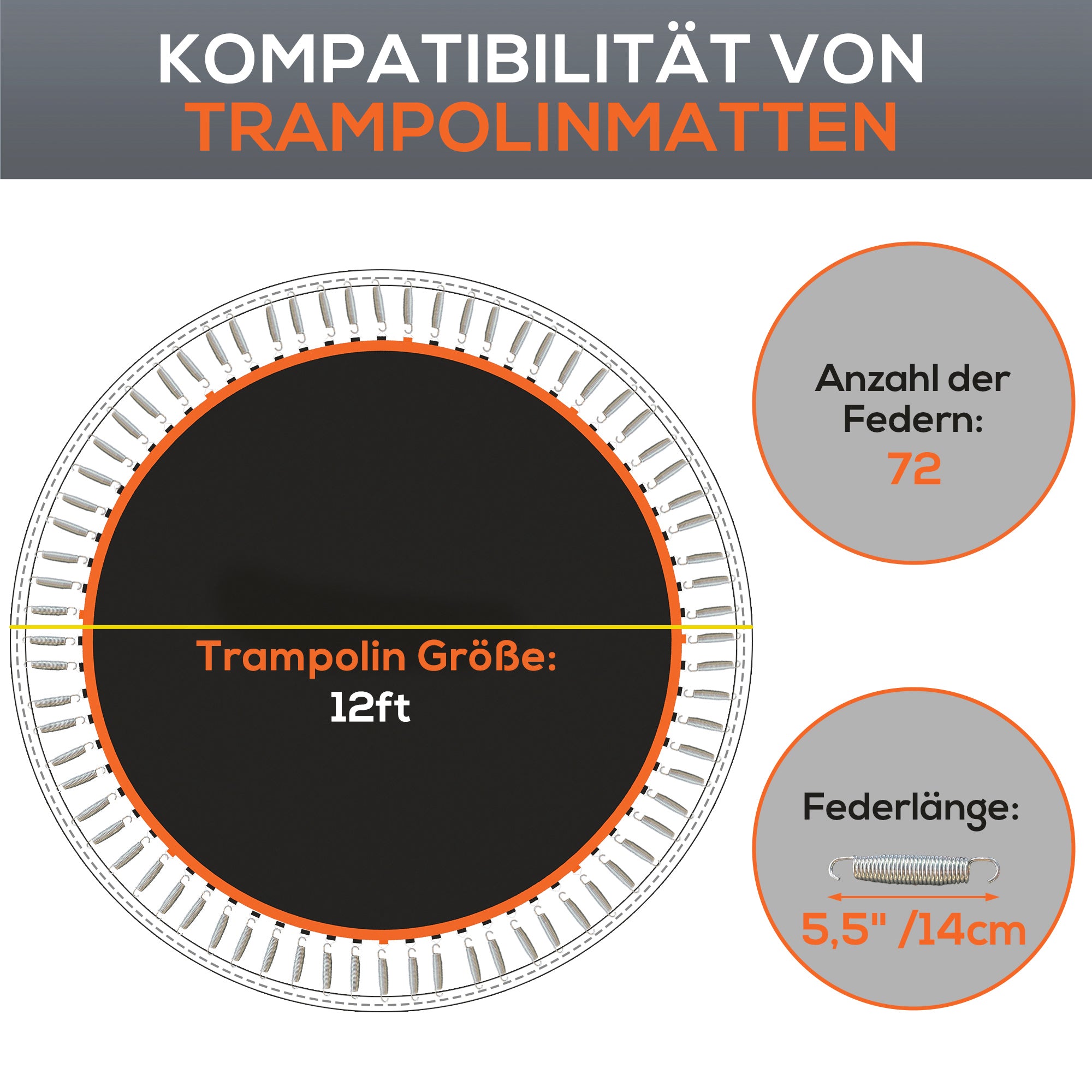 SPORTNOW Trampolin-Matte, Runde Sprungplane, Polypropylen, Orange