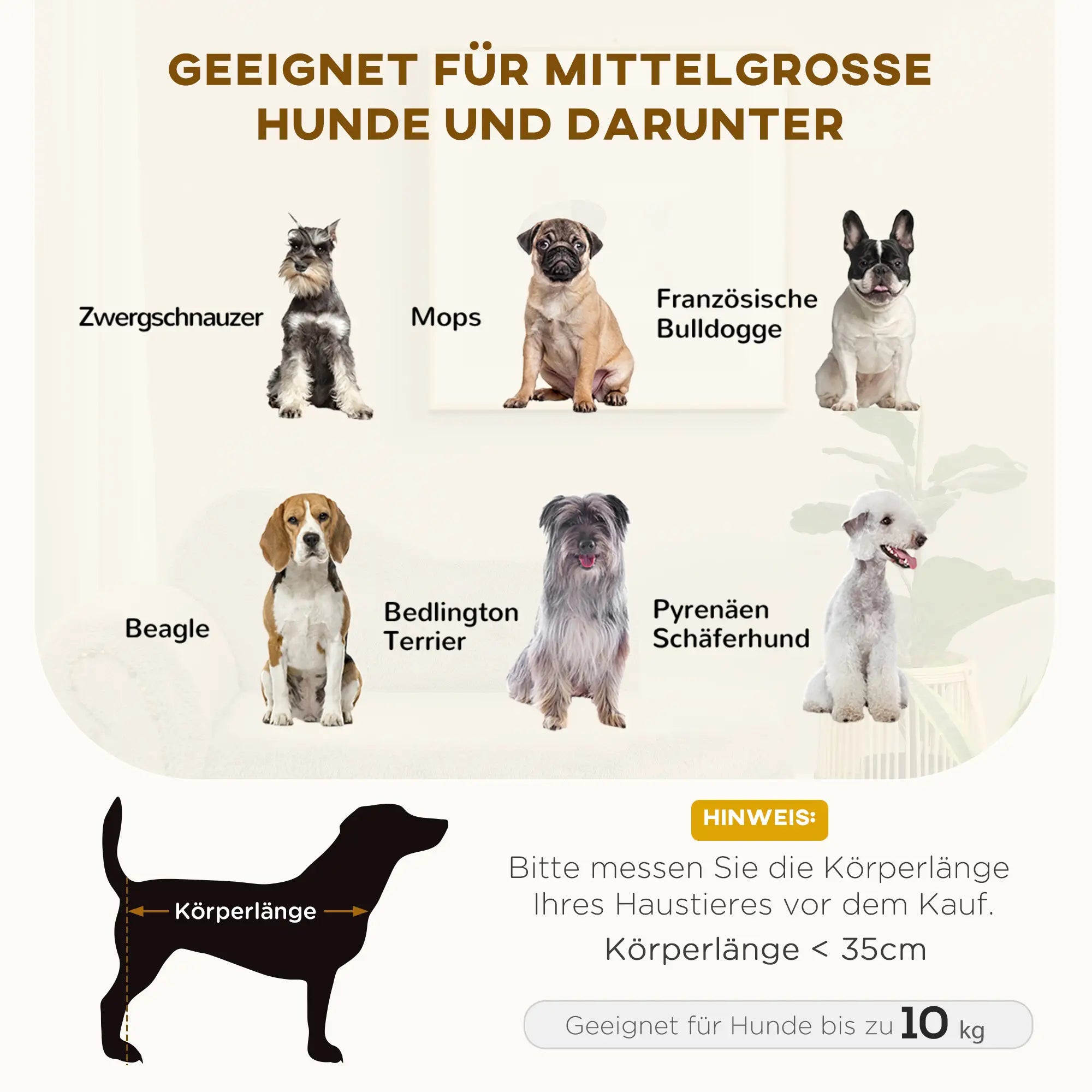 PawHut Haustiersofa für mittelgroße Hunde, 68x68x35 cm