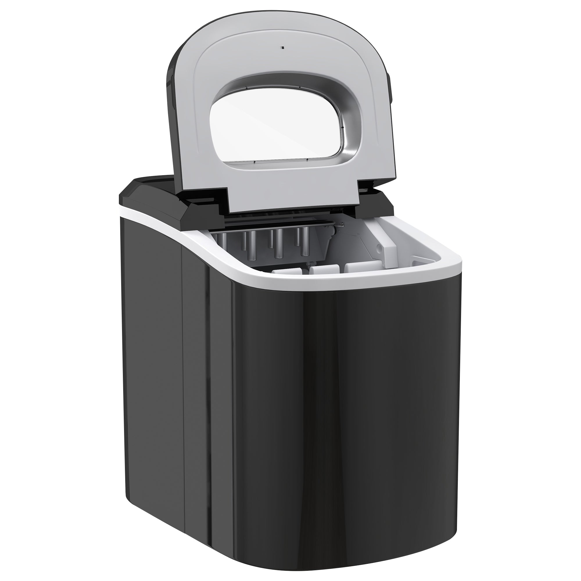 HOMCOM Eiswürfelmaschine, 2, 2 Liter, 12 kg in 24 h, Eiskugeln, selbstreinigend, Eiswanne, Eisschaufel, Schwarz