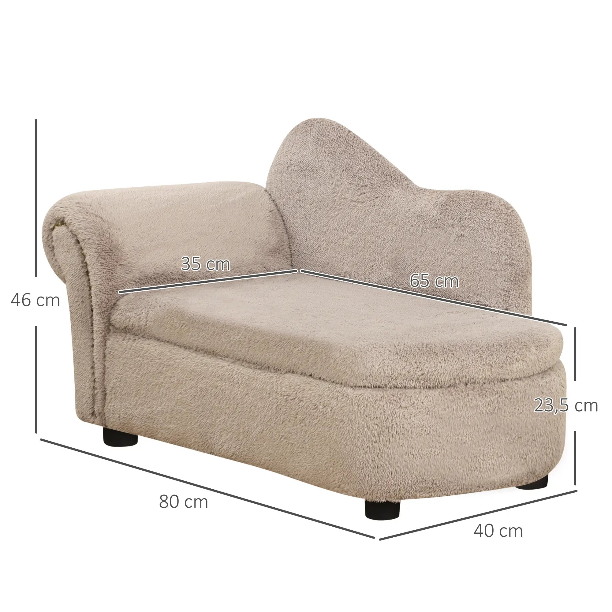 PawHut Haustiersofa mit Stauraum, robustem Bezug – Beige, 80×40×46?cm