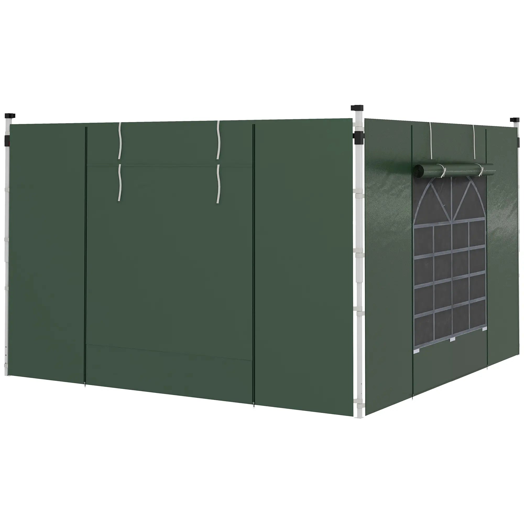 Outsunny Seitenwände für 3 x 3/ 3 x 6 m Pavillon, Seitenplanen mit Fenster, Tür, Ersatzwände für Partyzelt, Oxfordstoff, Grün