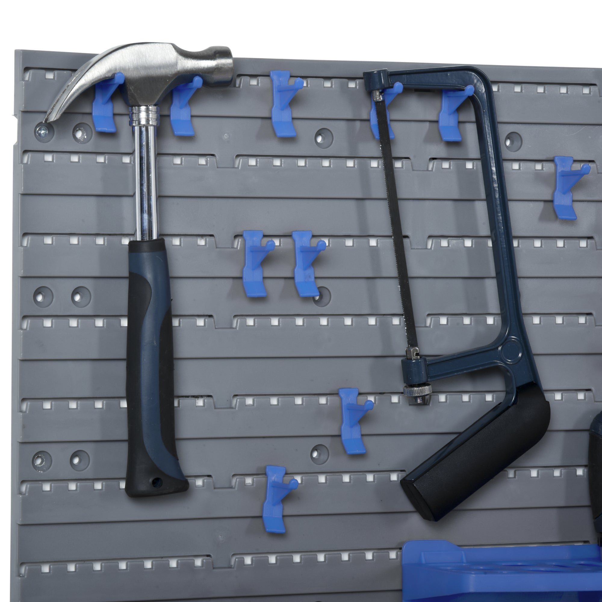 DURHAND Werkzeugwand 44-teilig mit Stapelbehältern 54 x 22 x 95 cm Kunststoff Blau