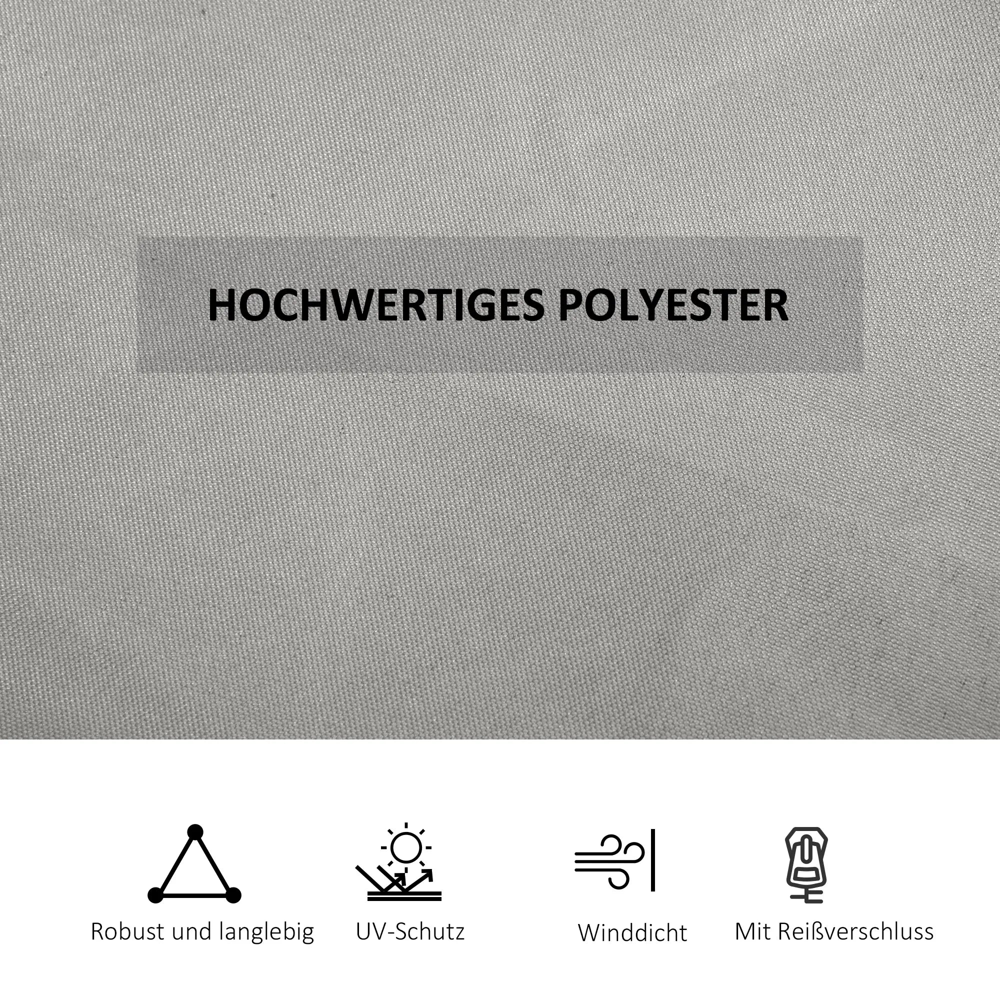 4 Seitenteile 3x3 m für Pavillon, hellgrau, mit Haken