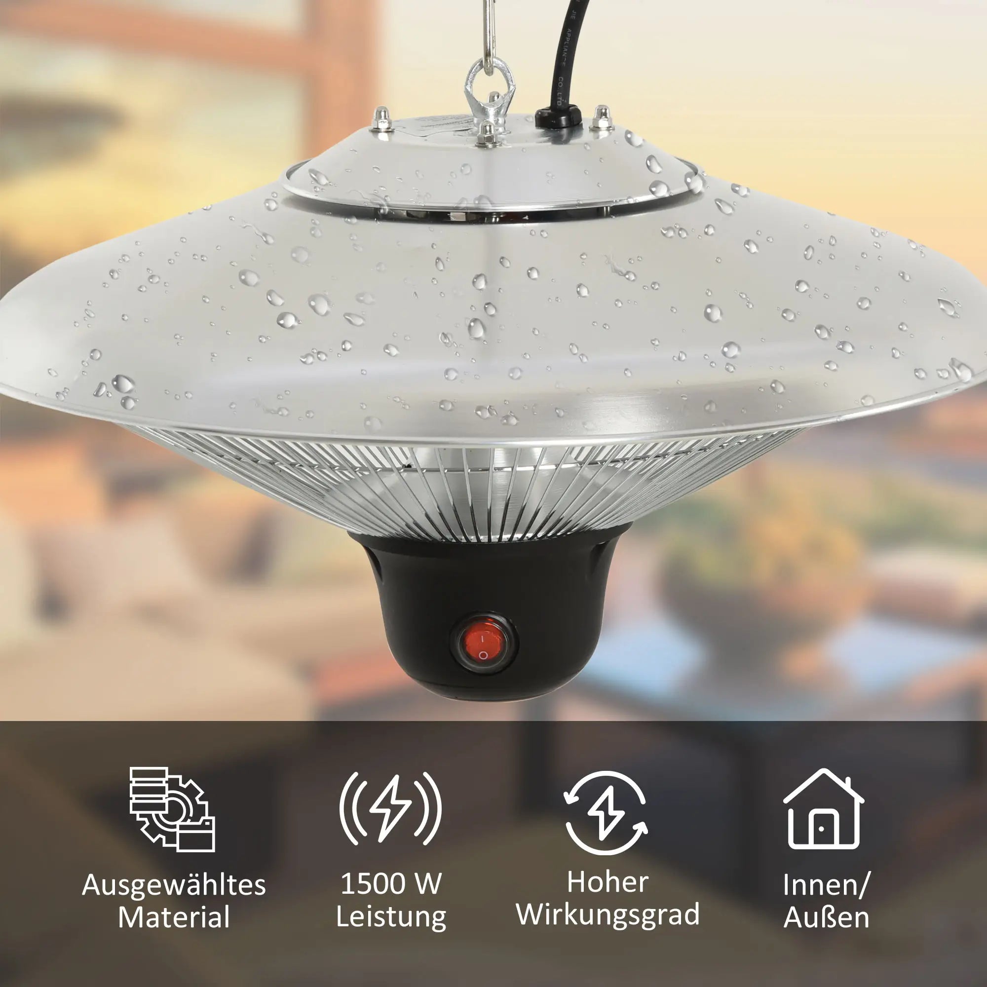 Outsunny Deckenheizstrahler 1500W mit LED & Fernbedienung