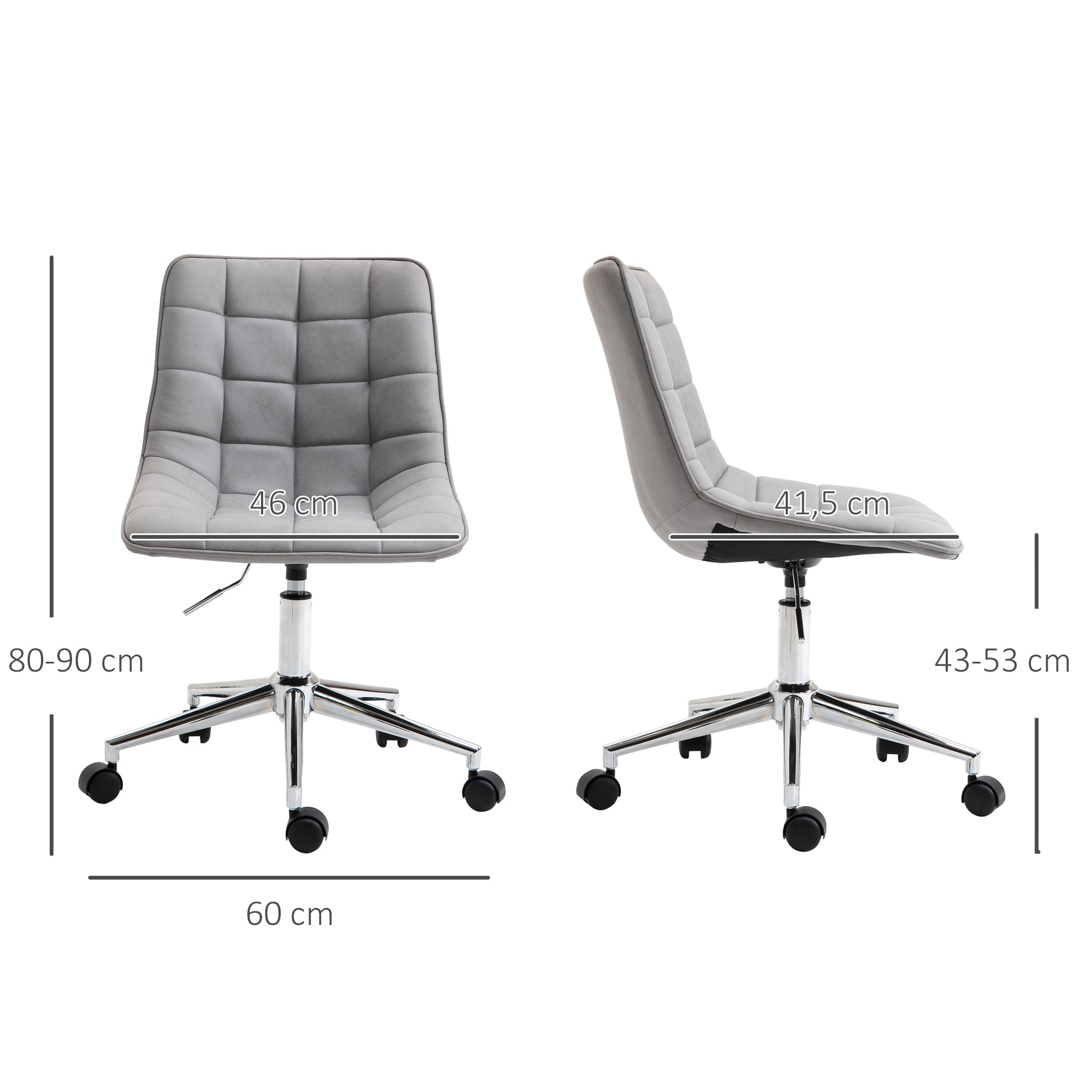 Vinsetto Bürostuhl Drehstuhl Schreibtischstuhl höhenverstellbar 360° drehbar Mikrofaser Schaumstoff Hellgrau 60x 60x90 cm