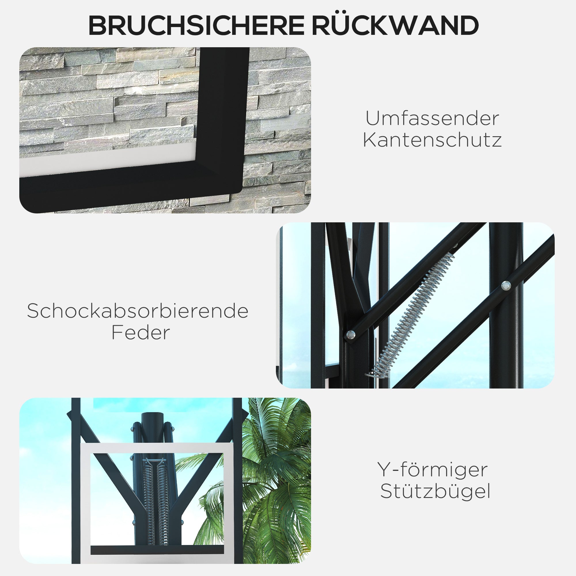 SPORTNOW Basketballständer, mobil, höhenverstellbar, bruchsichere Rückwand, 235-305 m Korbhöhe, Schwarz
