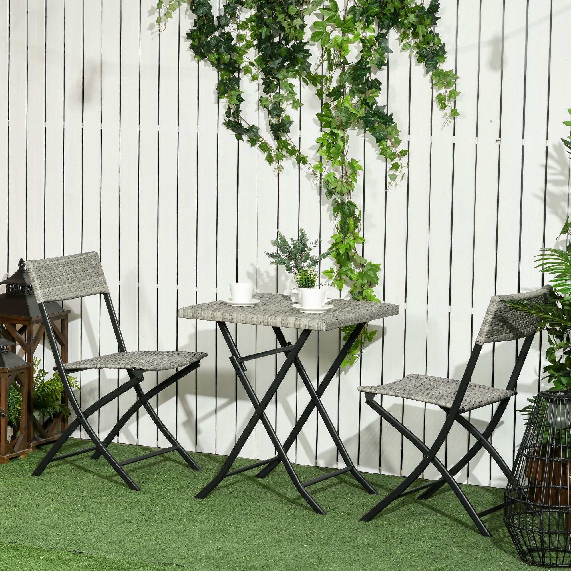 Ensemble de meubles de balcon en rotin Outsunny 3 pièces ensemble bistro
