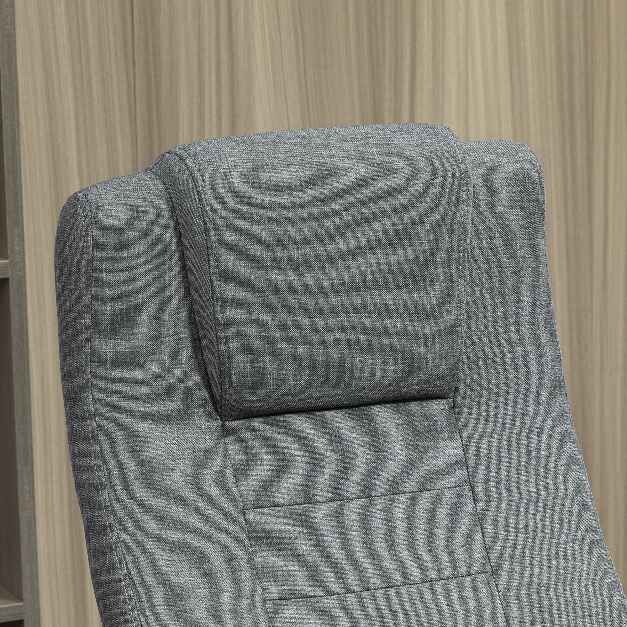 Vinsetto Bürostuhl Computerstuhl mit Wippenfunktion Kopfstütze ergonomischer Schreibtischstuhl drehbar höhenverstellbar Leinen-Touch Grau  62 x 76 x 110-119 cm