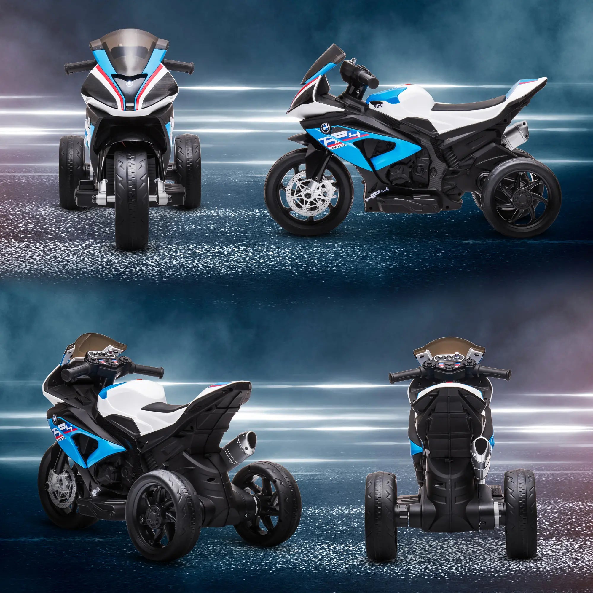 HOMCOM Kinder-Elektromotorrad 3 Musikmodi besonders sicher Blau