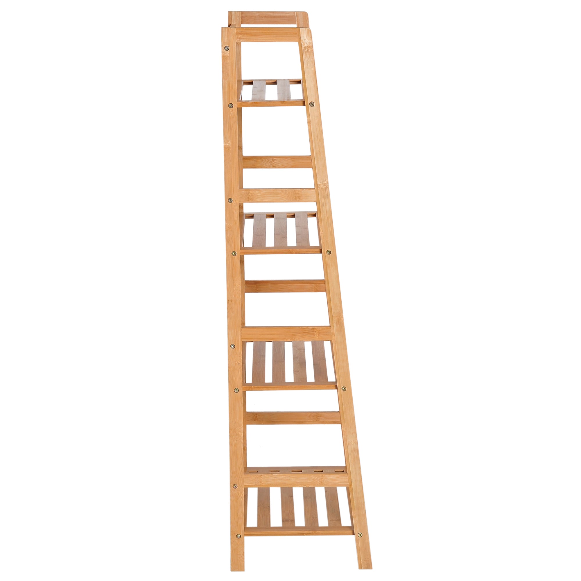 HOMCOM Bücherregal, 4 Ebenen, Leiterdesign, Bambusholz, Natur
