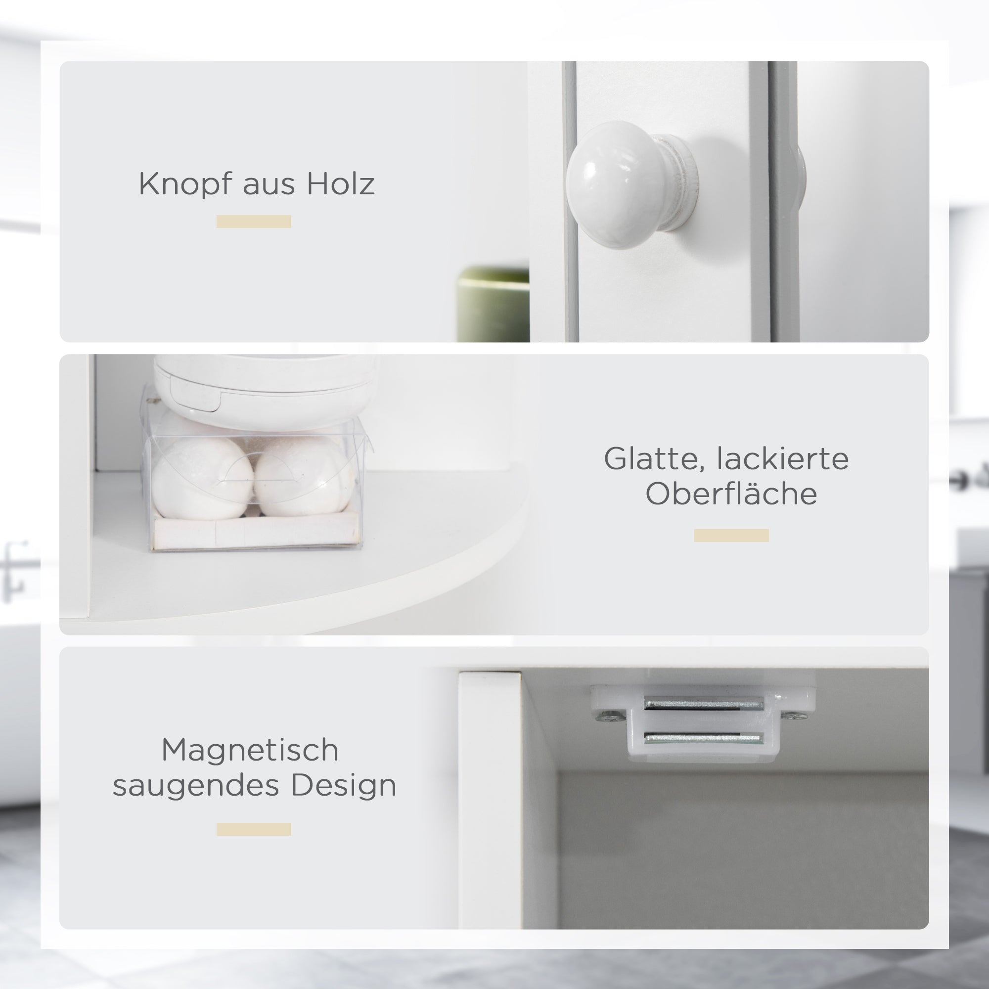HOMCOM Spiegelschrank Badschrank Badezimmerschrank, 8 Fächer, Spiegeltüren, wasserbeständig, 66 cm x 17 cm x 63 cm, Weiß
