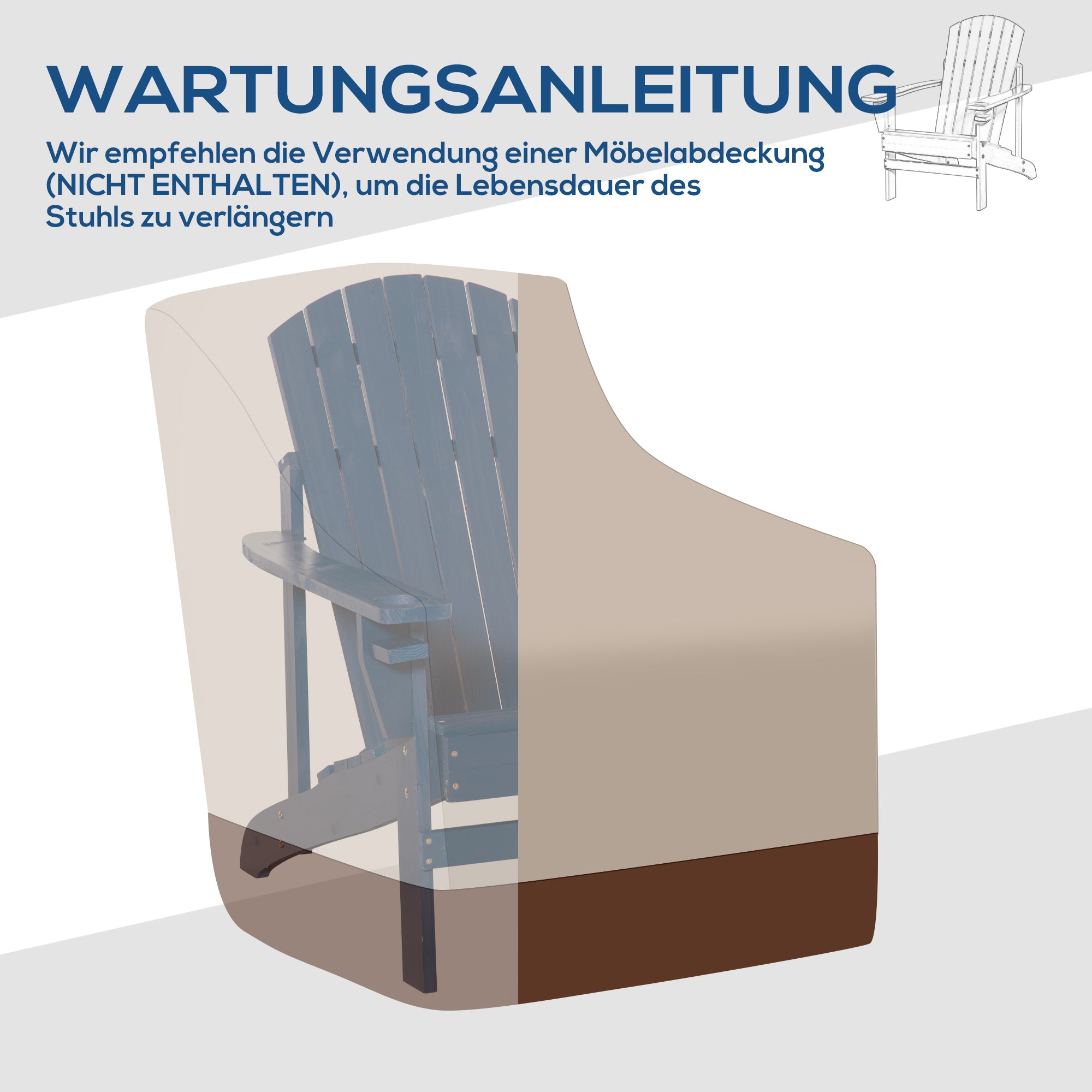 Outsunny Andirondack-Gartenstuhl Gartenstuhl Liegestuhl, verstellbare Rückenlehne, 72B x 94T x 93H cm, Blau