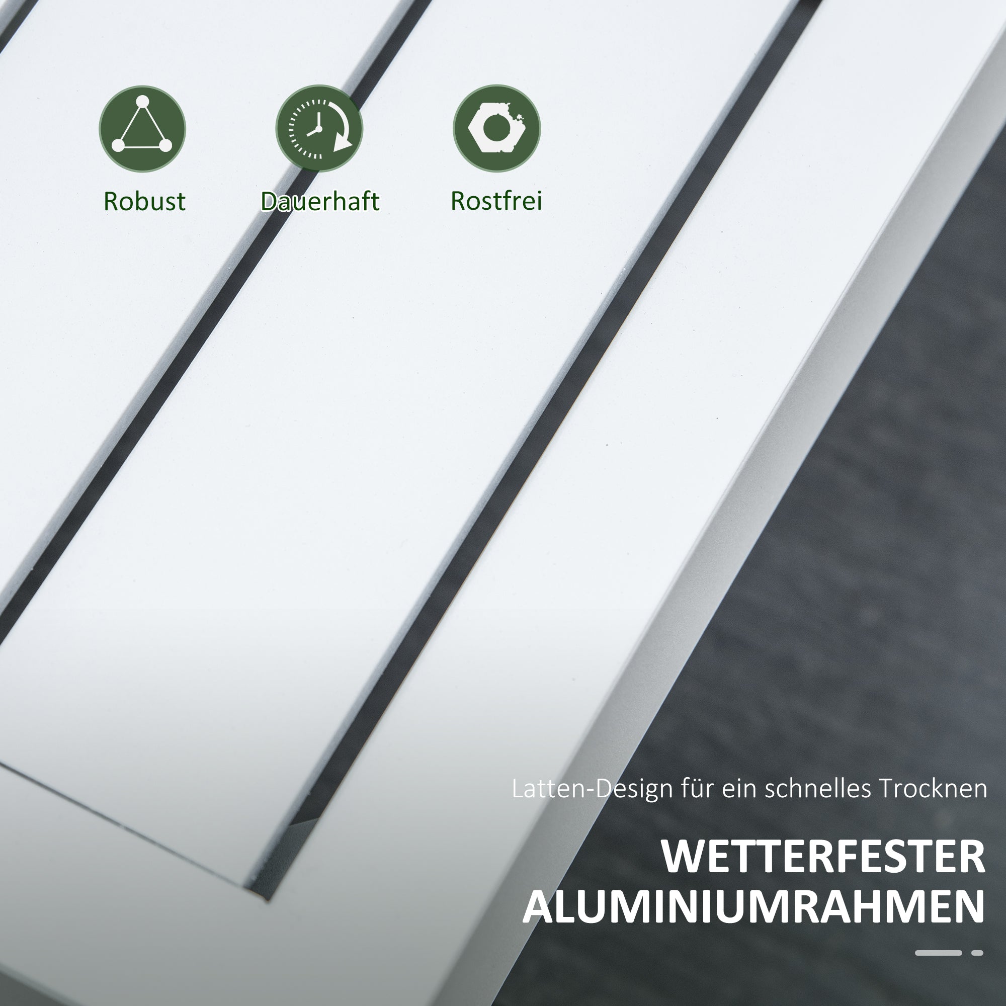 Outsunny Gartenmöbel-Set für 3 Personen mit Beistelltisch Sofa mit Kissen L-Form Outdoor Aluminium Cremeweiß