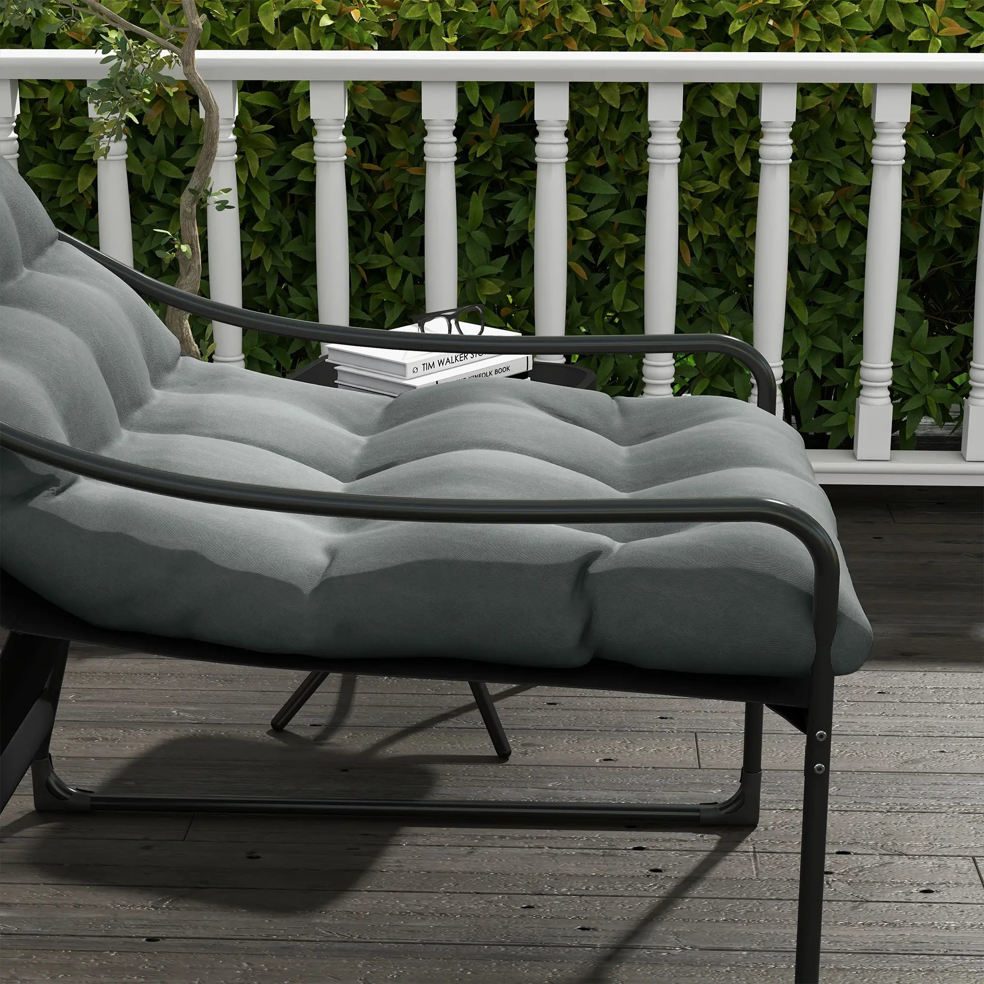 Bequemer Gartensessel mit Kissen & Armlehne, Grau