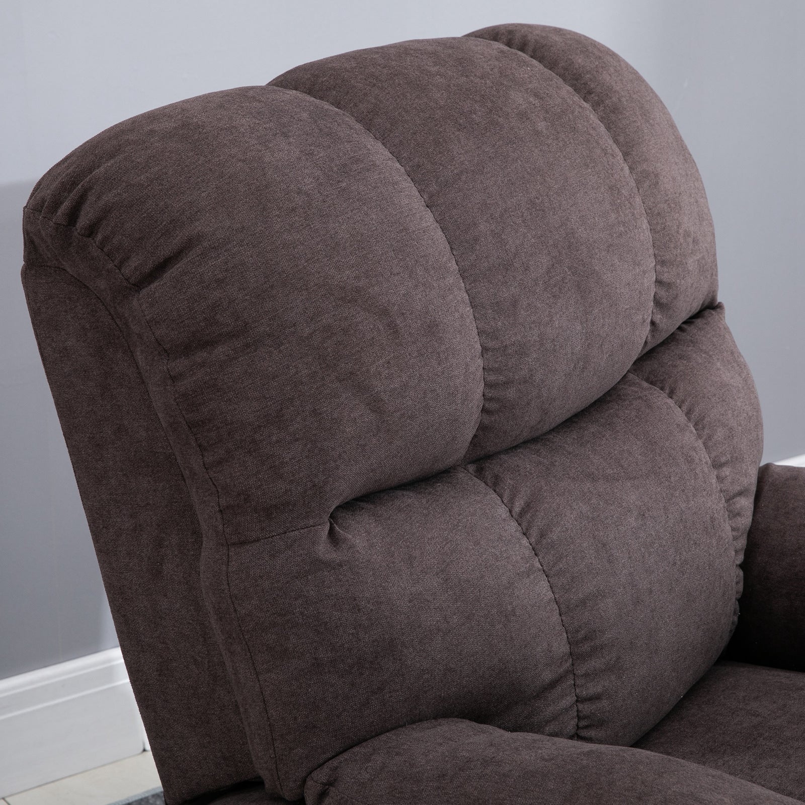 HOMCOM Relaxsessel, Neigbarer Aufstehsessel, verstellbar, mit USB-Anschluss, Seitentasche, Fußablage, Schaumstoff, Braun