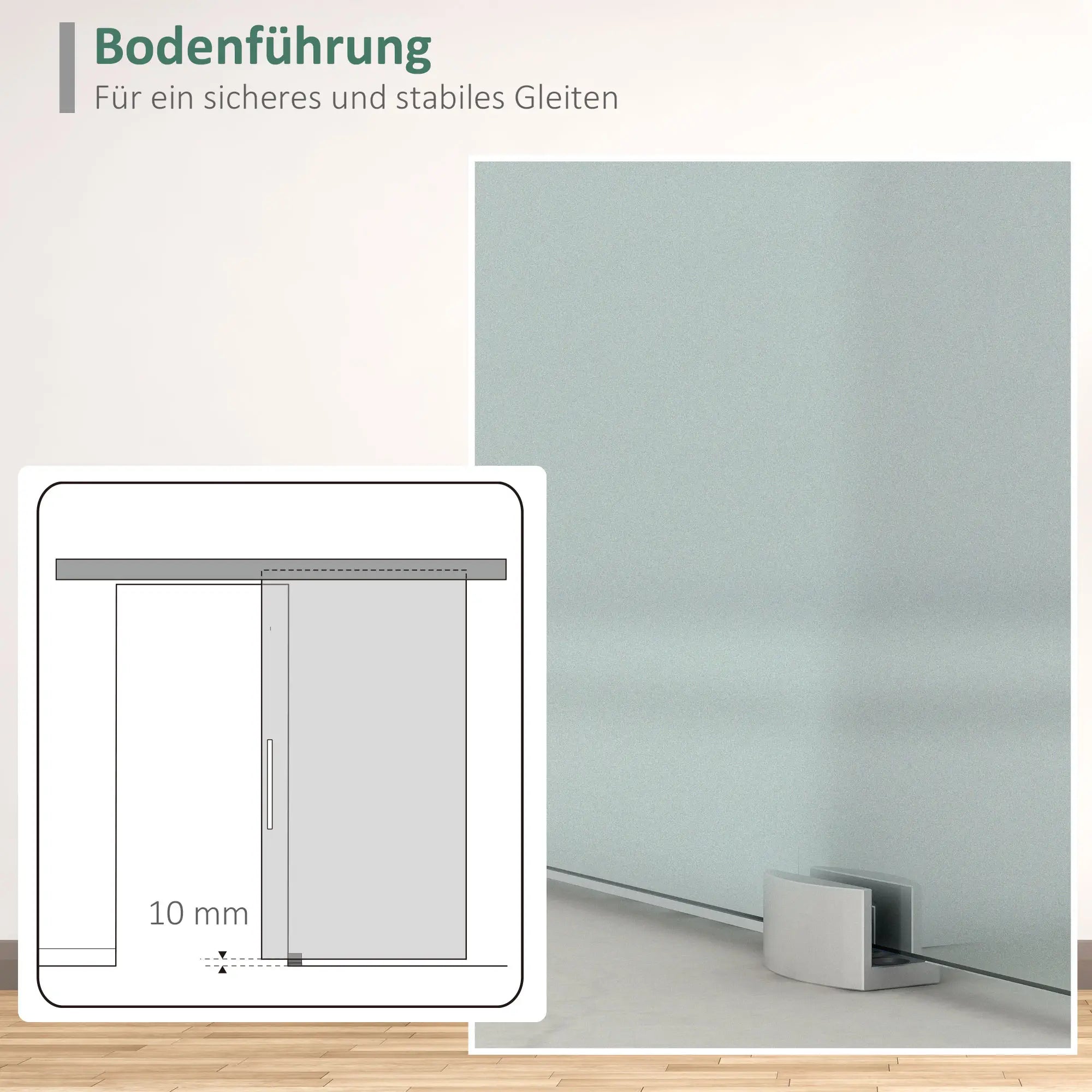 HOMCOM Glasschiebetür mit Aluminium-Hängesystem Komplettset