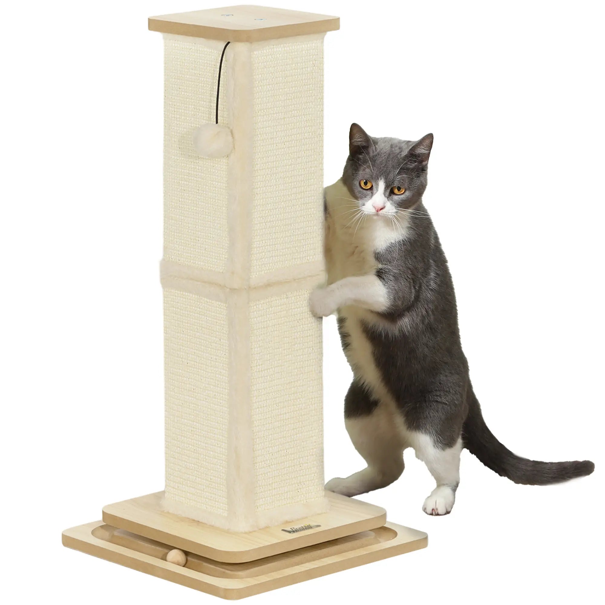 PawHut 3-in-1 Kratzstamm 67?cm mit Spielball & Sisalsäule