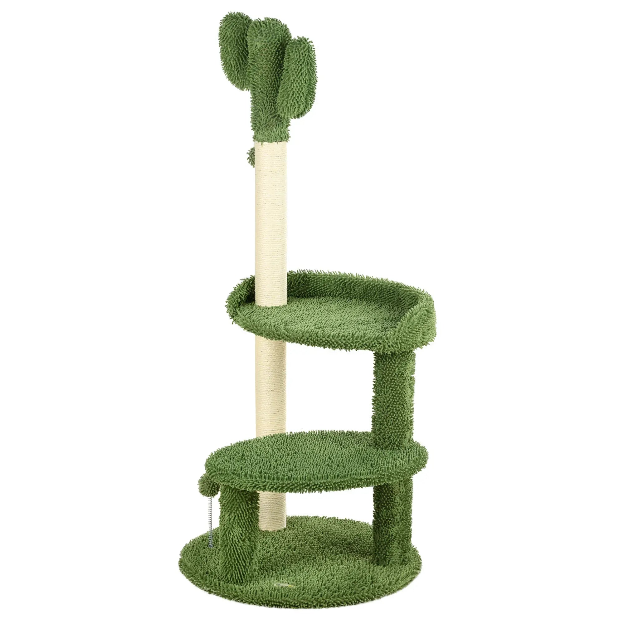PawHut Kratzbaum Kaktus-Design mit 2 Etagen & Spielball