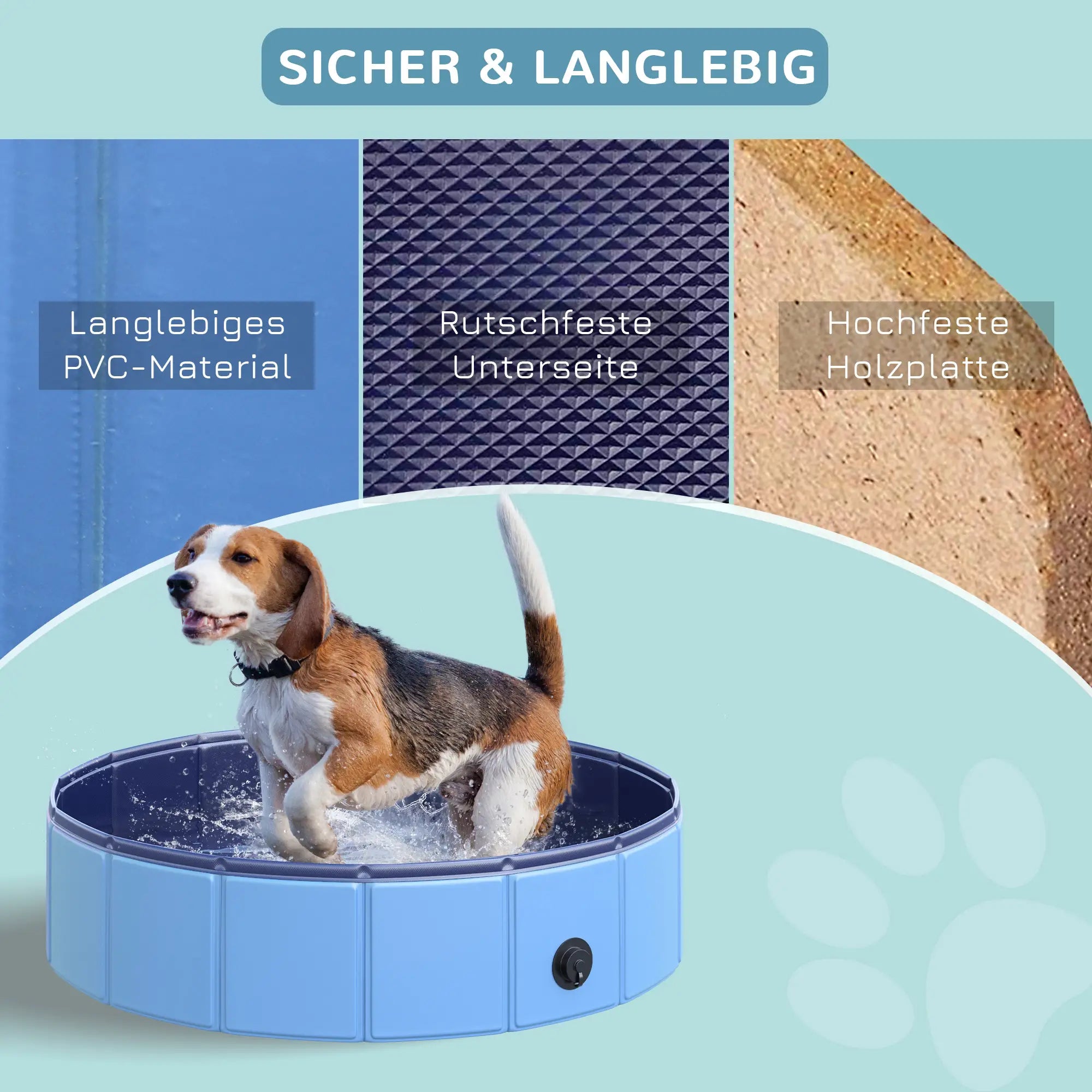 PawHut Hundepool faltbar vielseitig einsetzbar Holz