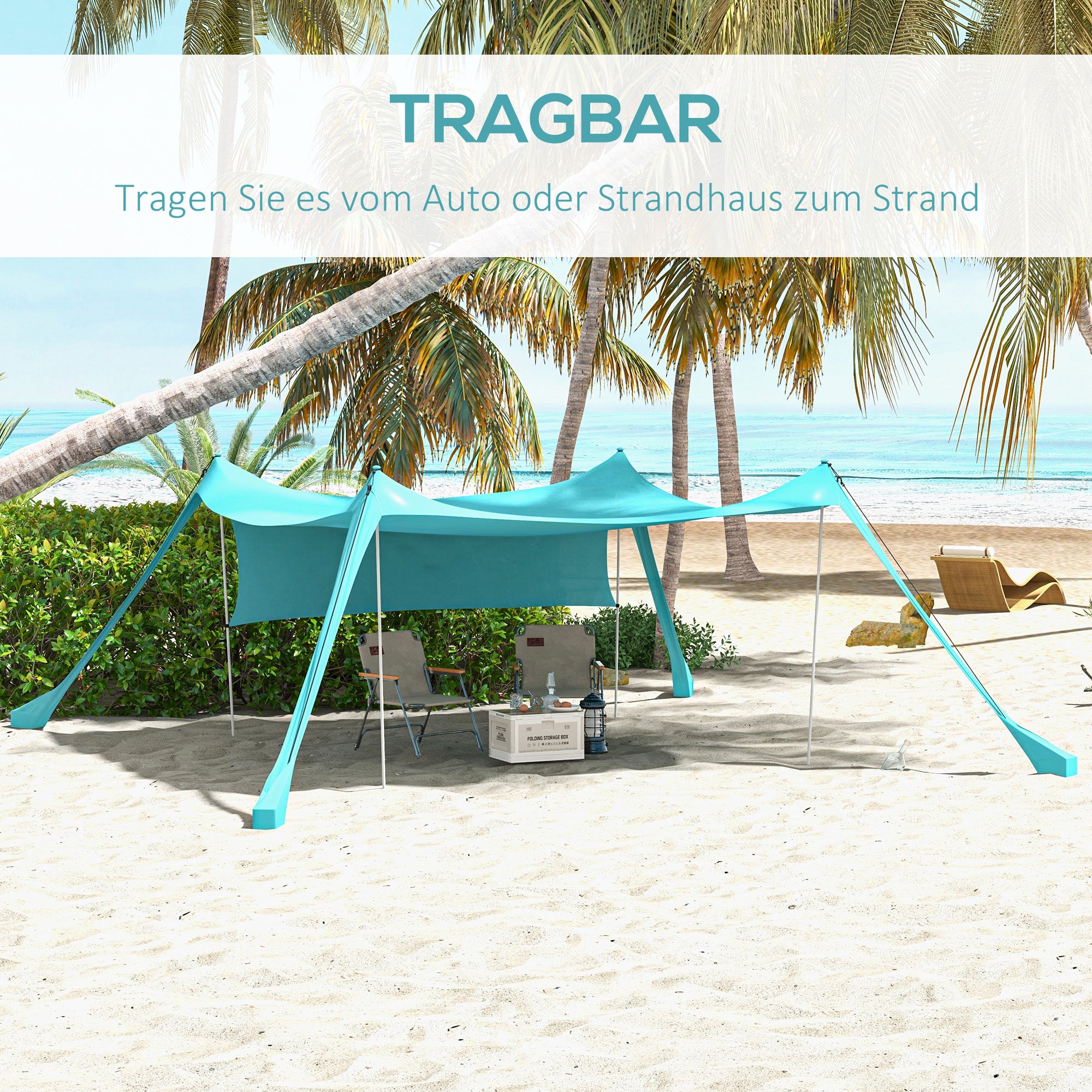 Outsunny Sonnensegel, wasserdicht, anpassbar, leicht, faltbar, Stahlstützen, 3x3x2m, Himmelblau