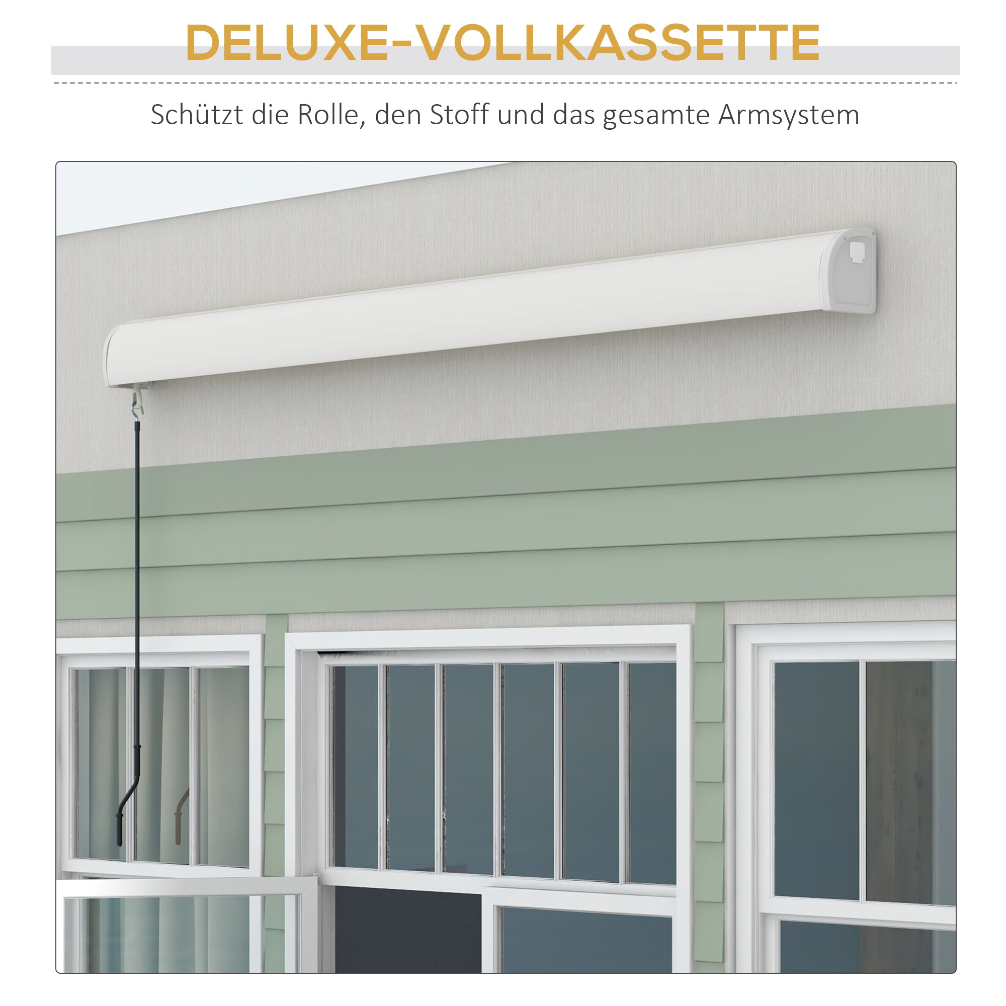 Outsunny Markise, elektrisch/manuell ausfahrbar, Vollkassette, Fernbedienung, Aluminiumrahmen, 3 x 2,5 m, Hellgrau