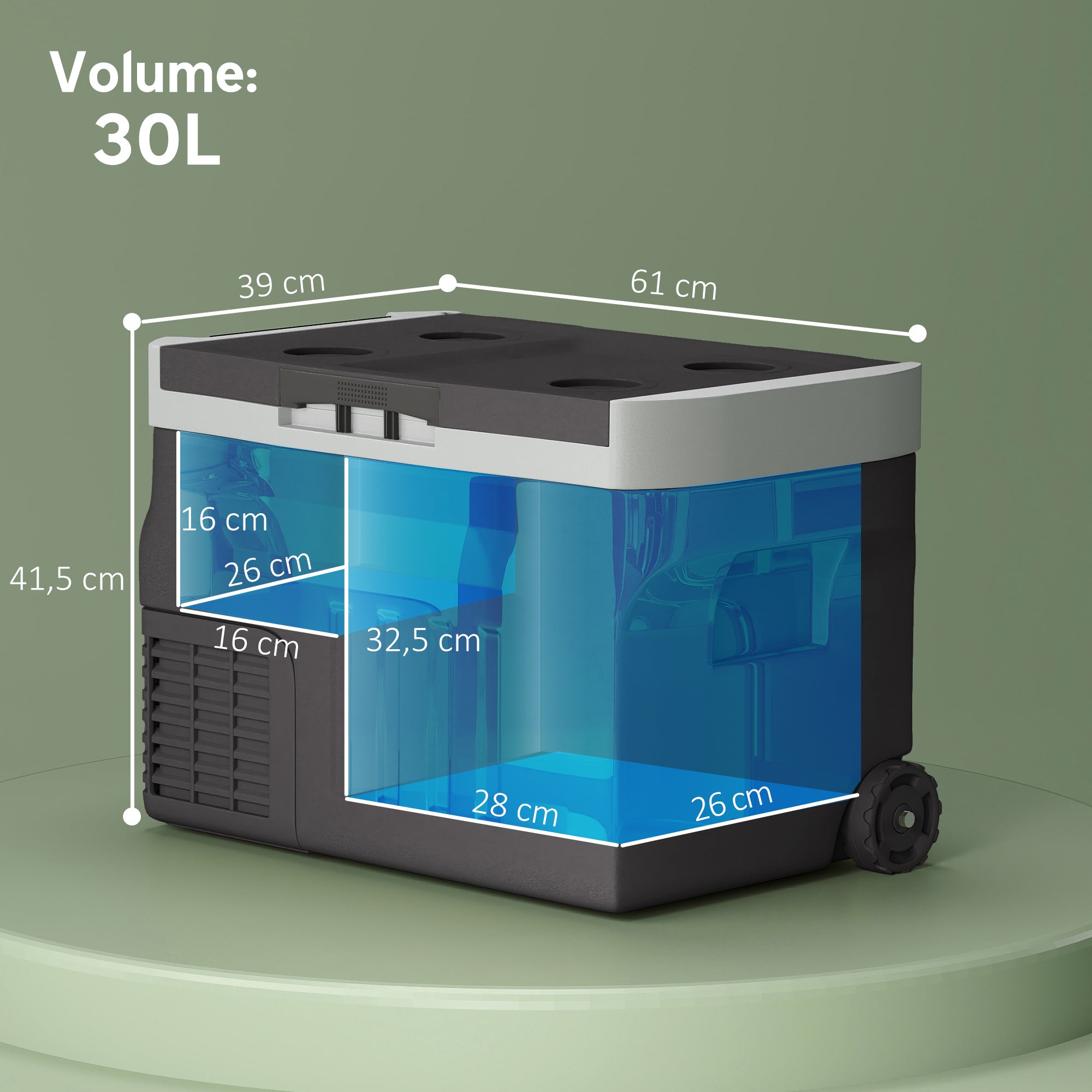 Outsunny 30 Liter Kompressor Kühlbox elektrische Kühlbox mit LED ECO Modus Anschluss Kühlhaltefunktion Schwarz