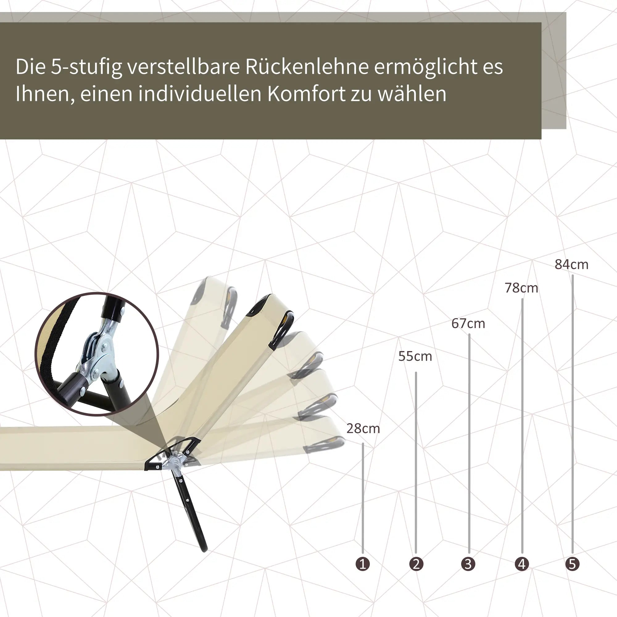 Verstellbare Sonnenliege aus Stahl, Blau 188x56?cm