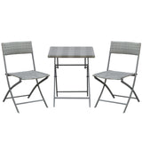 Outsunny Polyrattan Bistroset für 2 Personen Sitzgruppe Rattan Gartenmöbel Set Garnitur Braun, 60x60x70 cm, 60cm x 60cm x 72cm