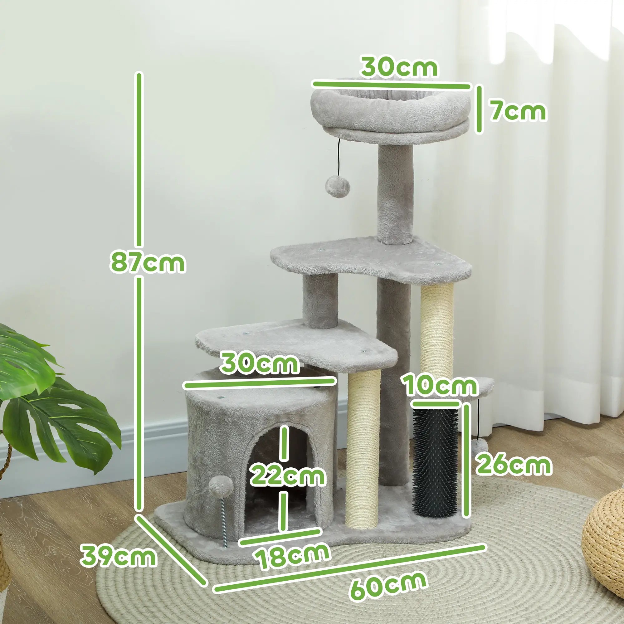 PawHut Kratzbaum 87 cm Katzenbaum mit Katzenhöhle