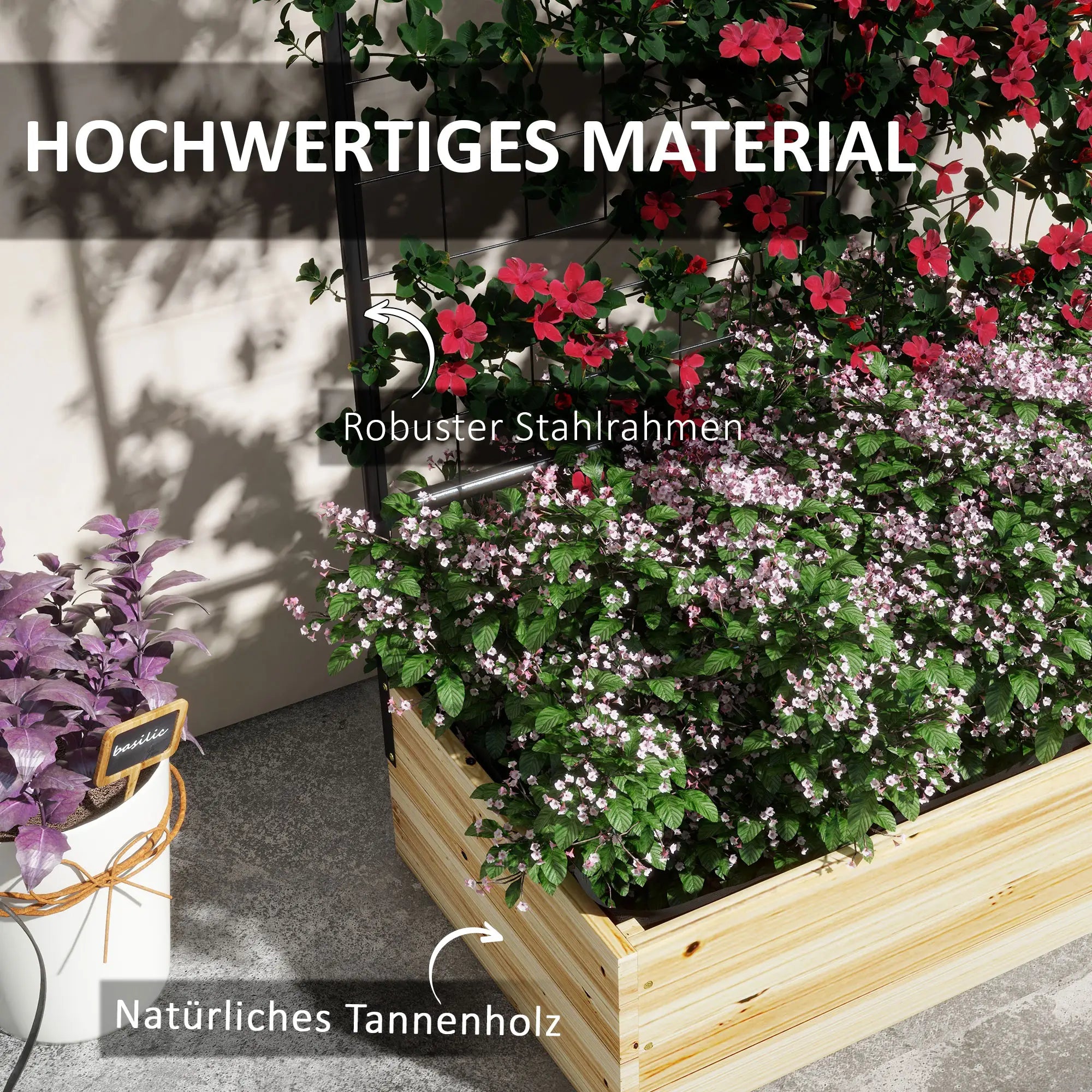 Outsunny Hochbeet mit Rankhilfe 80×38×145?cm