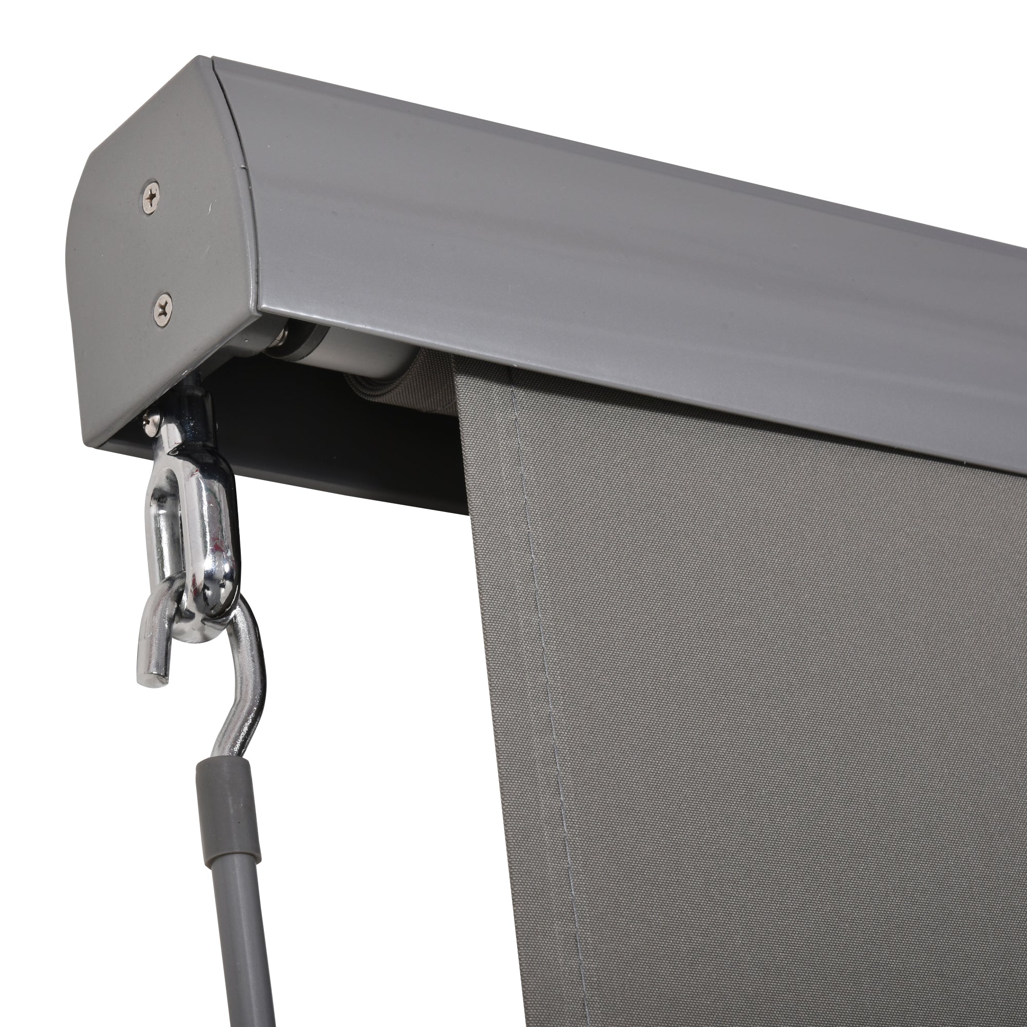 Outsunny Senkrechtmarkise Balkonmarkise Vertikalmarkise Windschutz Seitenrollo Sichtschutz mit Handkurbel Polyesterstoff+Aluminium Grau 250 x 140 cm