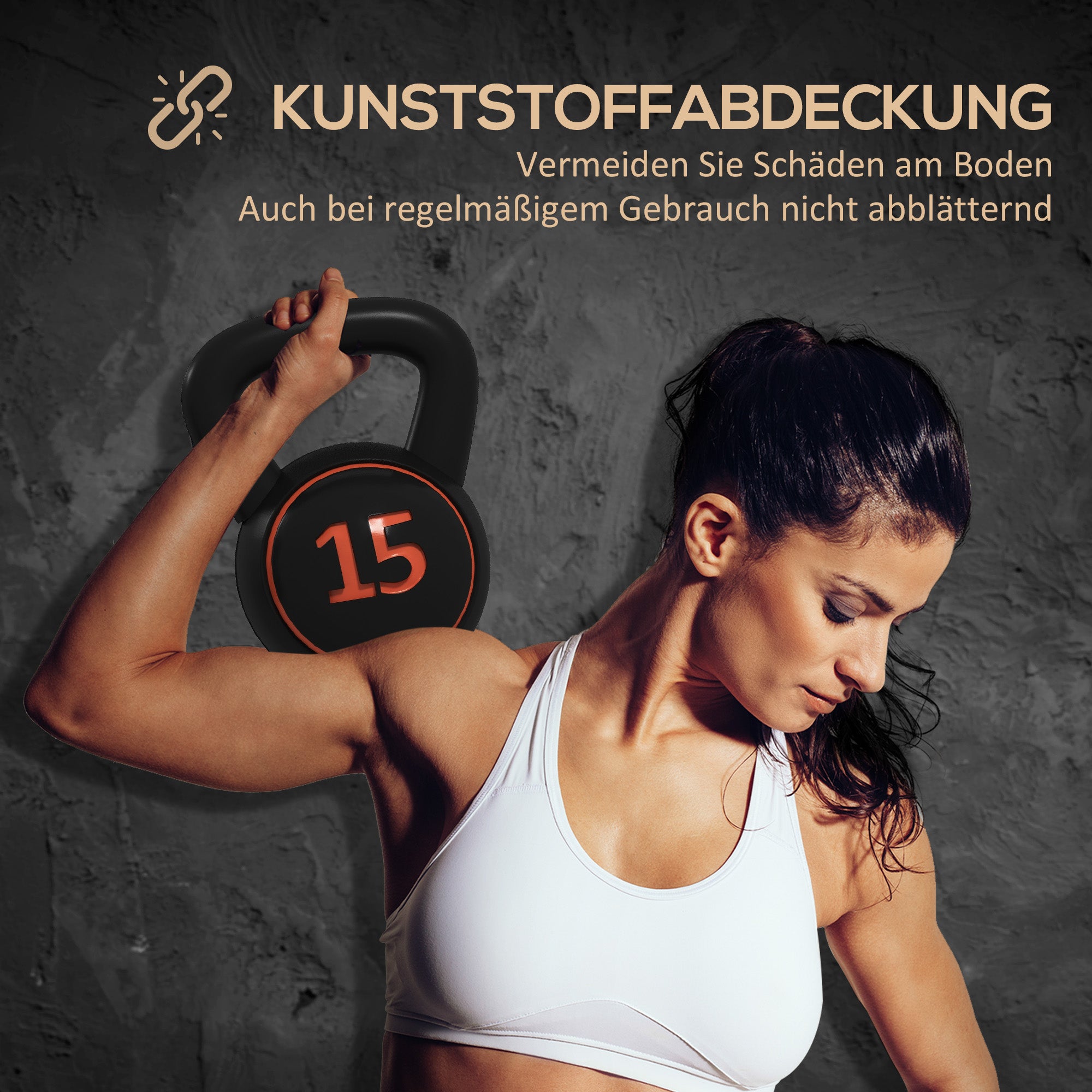 SPORTNOW Kettlebell Set, 3 Kugelhanteln 2,2kg/4,5kg/6,8kg, Kunststoffhülle, Schwarz