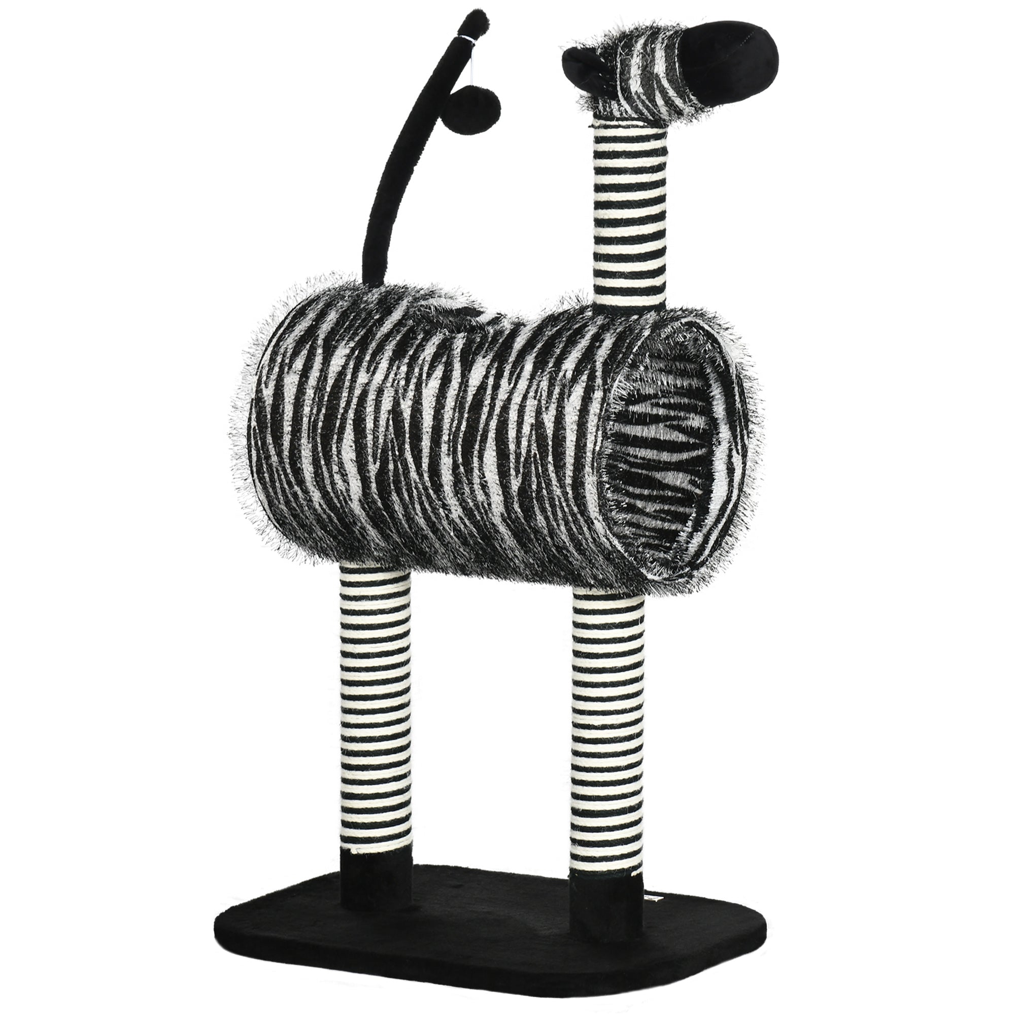 PawHut Kratzbaum Katzenmöbel Zebra-Design mit Tunnel