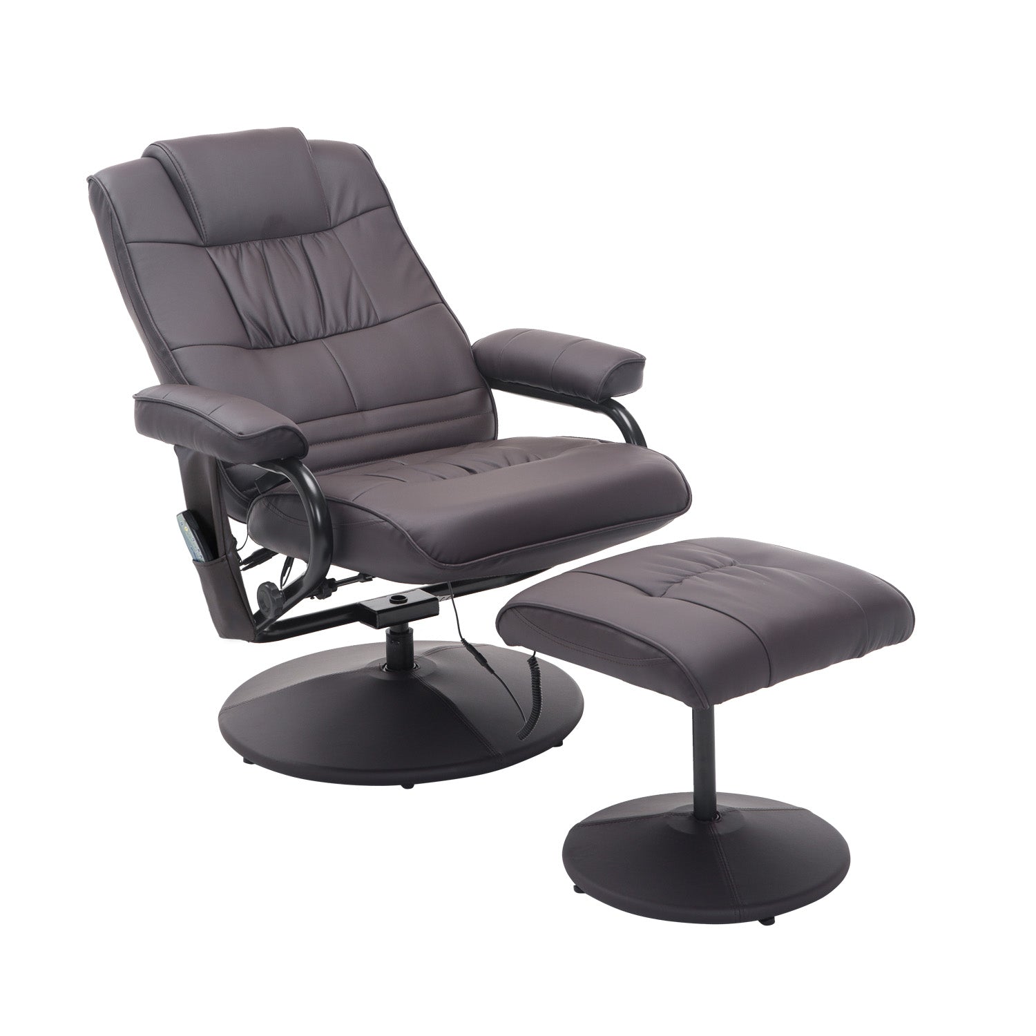 HOMCOM Massagesessel Relaxsessel, inkl. Fußhocker, 10 Vibrationspunkte, 1 Fernbedienung; 77 cm x 84 cm x 95 cm, Braun